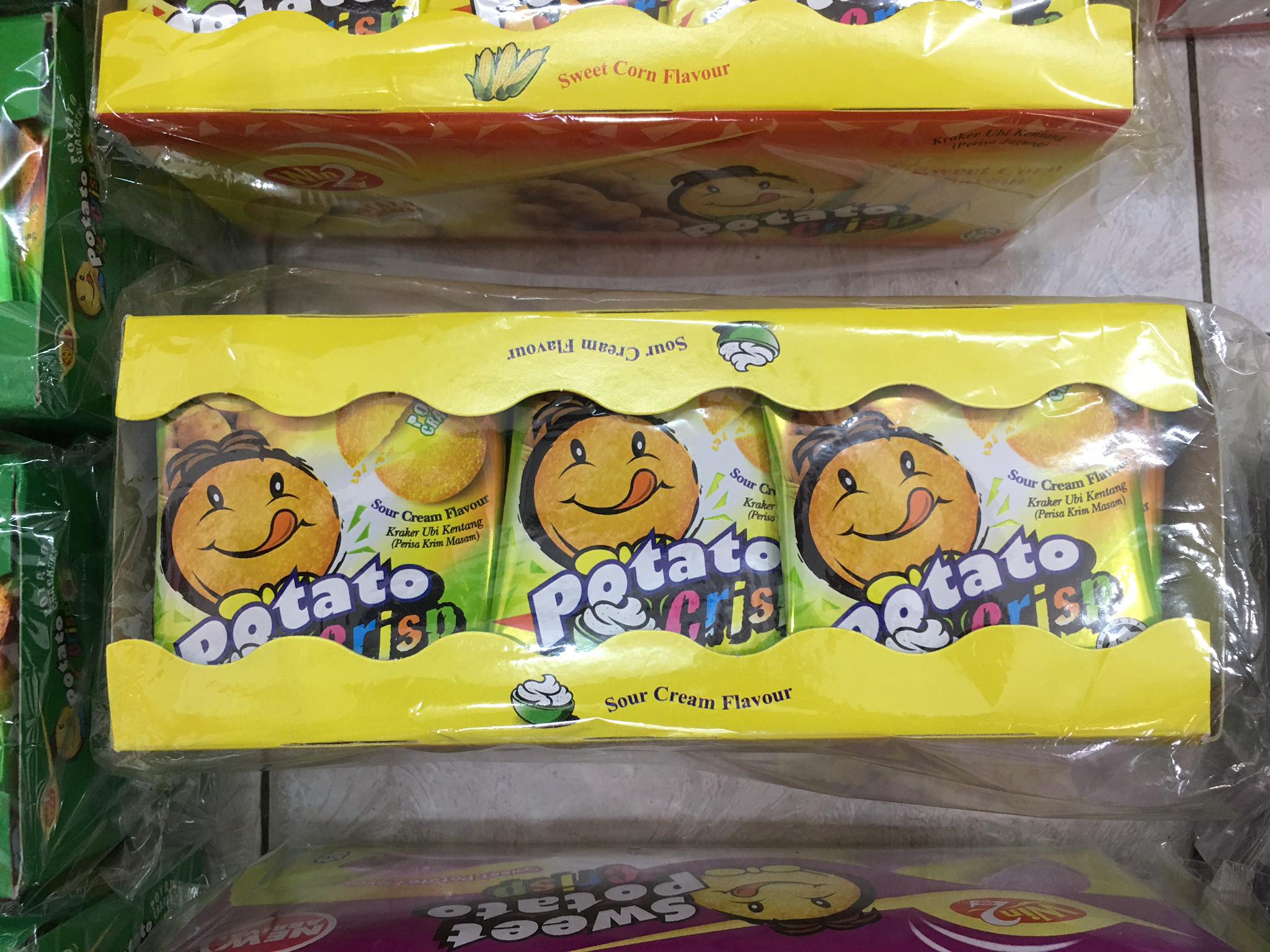 รสซาวครีม (1 กล่อง 30 ซอง) ขนมแคร็กเกอร์มันฝรั่งบางกรอบ ปังยิ้มแลบลิ้น Win2 Potato Crackers Crisp อบใหม่จากมันฝรั่งแท้ รับรองฮาลาล เป็นมิตรกับมังสวิรัต