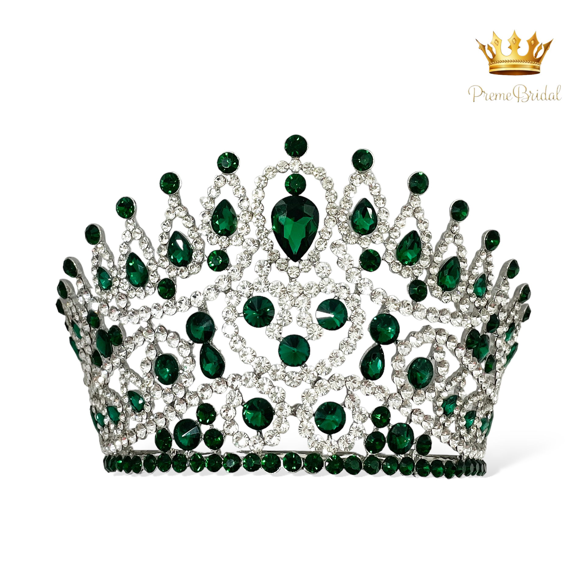 (พร้อมส่งจากไทย) มงกุฏ 121 สีเขียว งานสวย งานนางงาม รุ่นฐานกลม ปรับขนาดได้ ส่งด่วน ส่งจาก จ.อุบลราชธานี