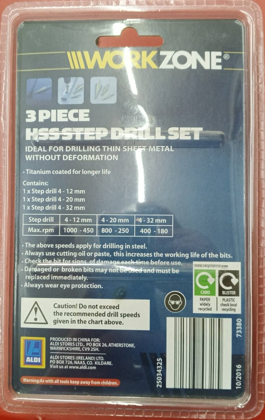 ดอกสเต็ป3ชิ้น WORKZONE ก้านกลม 4-32mm.