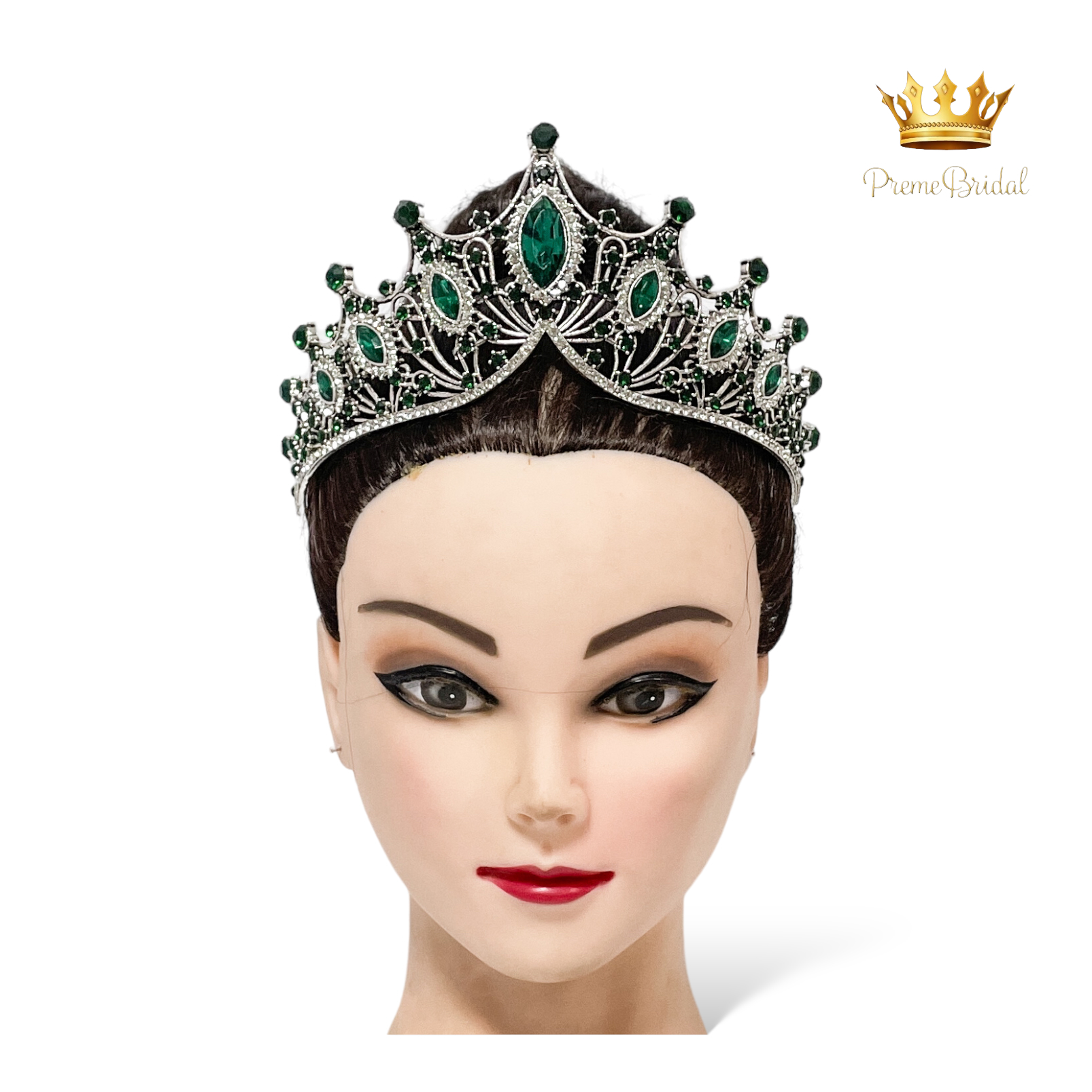 (พร้อมส่ง) เทียร่า 303 สีเขียวรมดำ มงกุฎนางงาม งานสวย ปราณีต QCเพชรทุกเม็ด สินค้าพร้อมส่งจากไทย