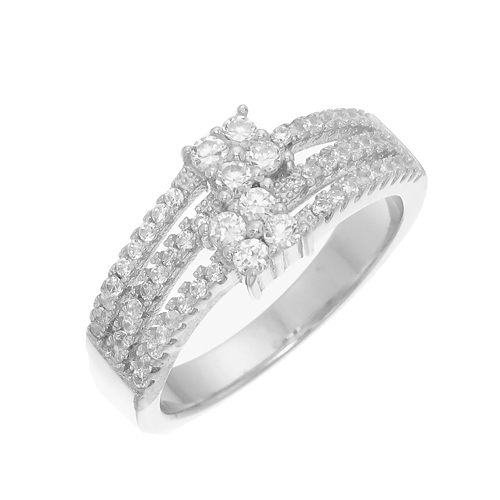 แหวนเงินแท้925เพรชประดับเพรชแท้สวิส เกรดดี น้ำใส