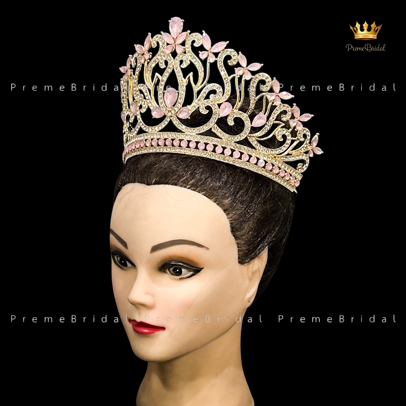 (พร้อมส่งจากไทย) มงกุฏ 143 สีทอง-ชมพู สำหรับนางงาม ขนาดใหญ่ งานโลหะฐานกลมปรับขนาดได้ ส่งด่วน ส่งจาก จ.อุบลราชธานี