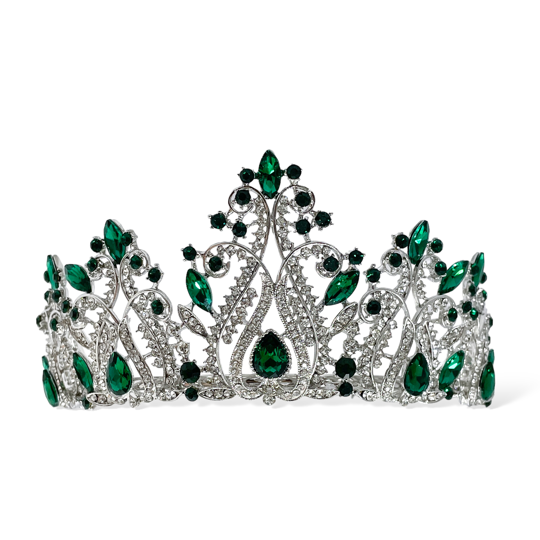 (พร้อมส่งจากไทย) มงกุฏ 118 สีเขียว งานสวย งานนางงาม รุ่นฐานกลม ปรับขนาดได้ ส่งด่วน ส่งจากไทย