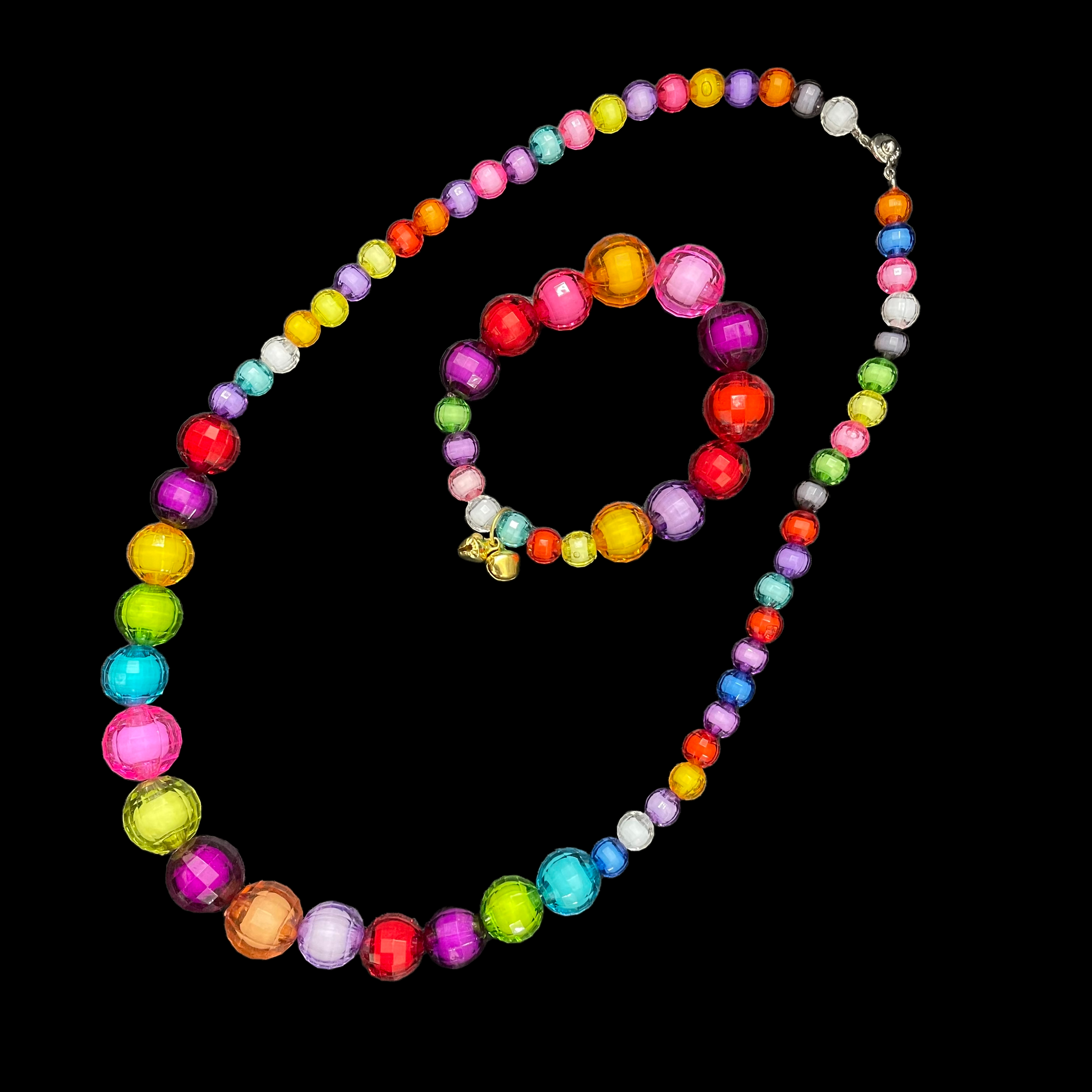 (พร้อมส่ง) สร้อยคอแฟชั่น+สร้อยข้อมือ คริสตัล สีสันสดใสรับสงกรานต์