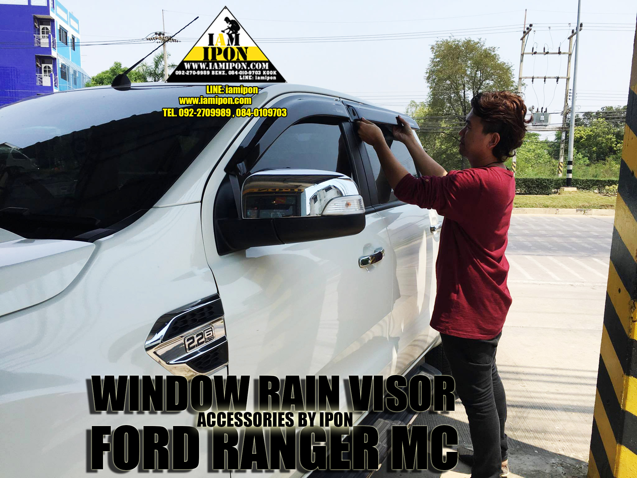 WINDOW RAIN VISOR FORD RANGER T6-MC BLACK กันสาดดำฟอร์ดเรนเจอร์ T6-MC