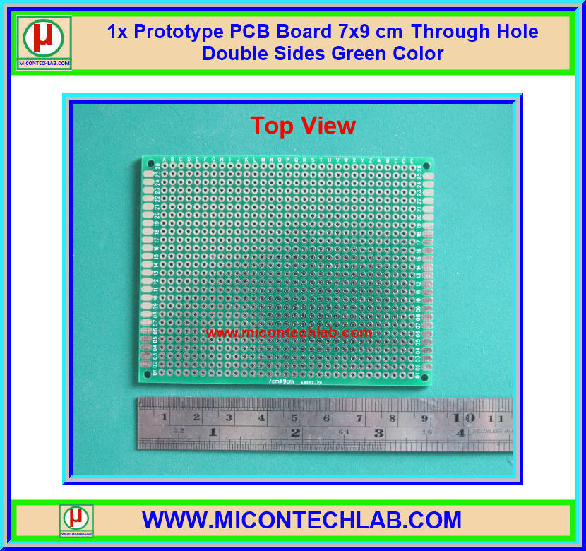 1x พีซีบีไข่ปลา 7x9 ซม. แบบ 2 หน้า FR4 (Prototype PCB)