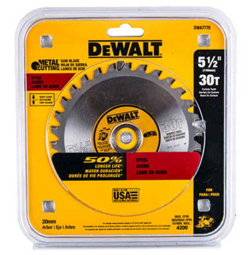 ใบเลื่อยวงเดือนตัดเหล็ก 5.5นิ้ว 30ฟัน DWA7770 DEWALT