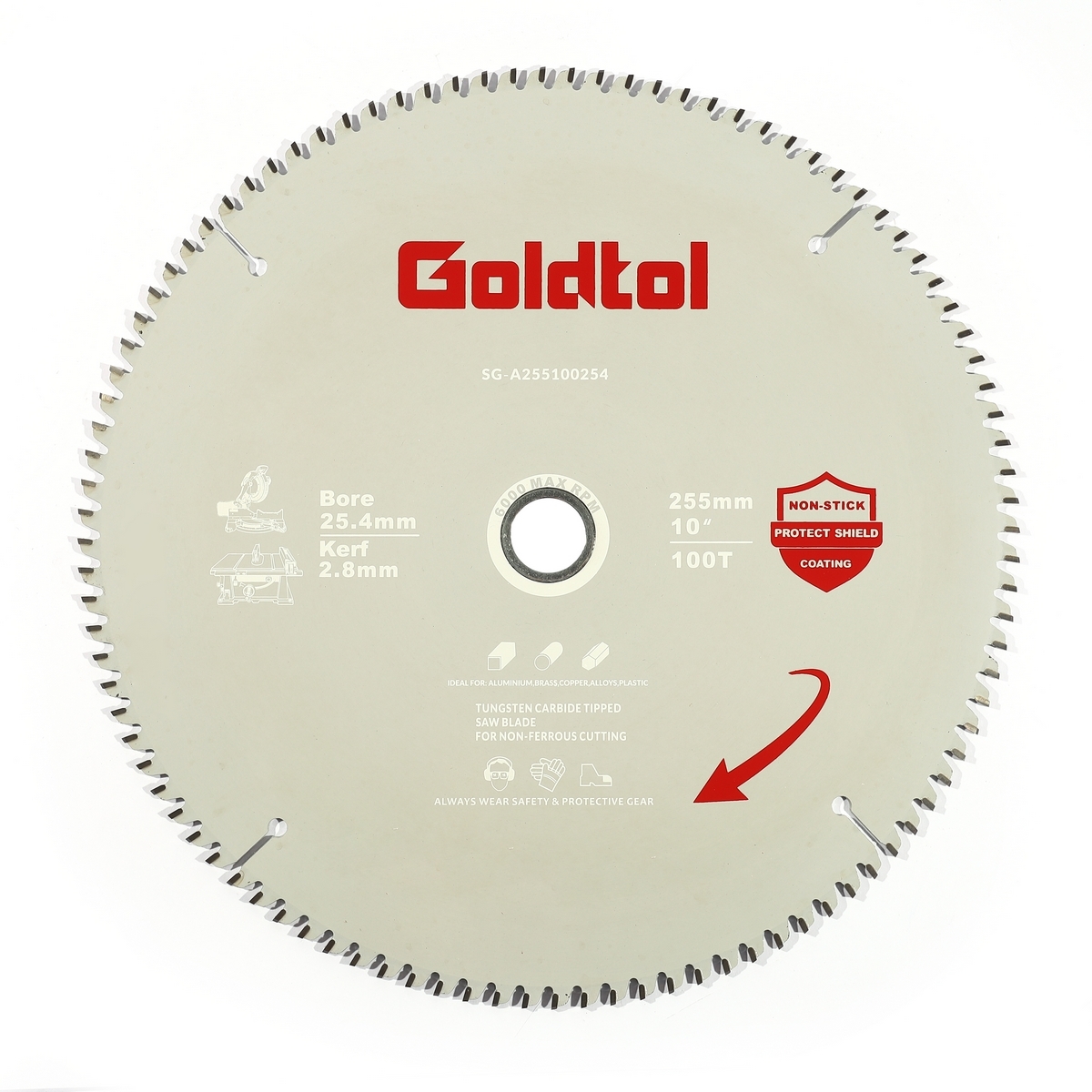 Goldtol ใบเลื่อยตัดอลูมิเนียม ฟันTCT 10"x100T