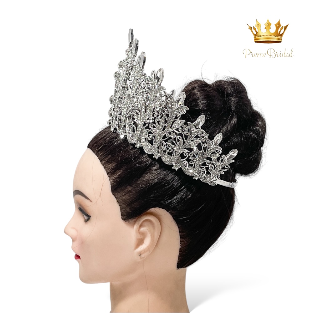 (พร้อมส่งจากไทย) มงกุฏ 123 สีขาว งานสวย งานนางงาม รุ่นฐานกลม ปรับขนาดได้ ส่งด่วน ส่งจาก จ.อุบลราชธานี