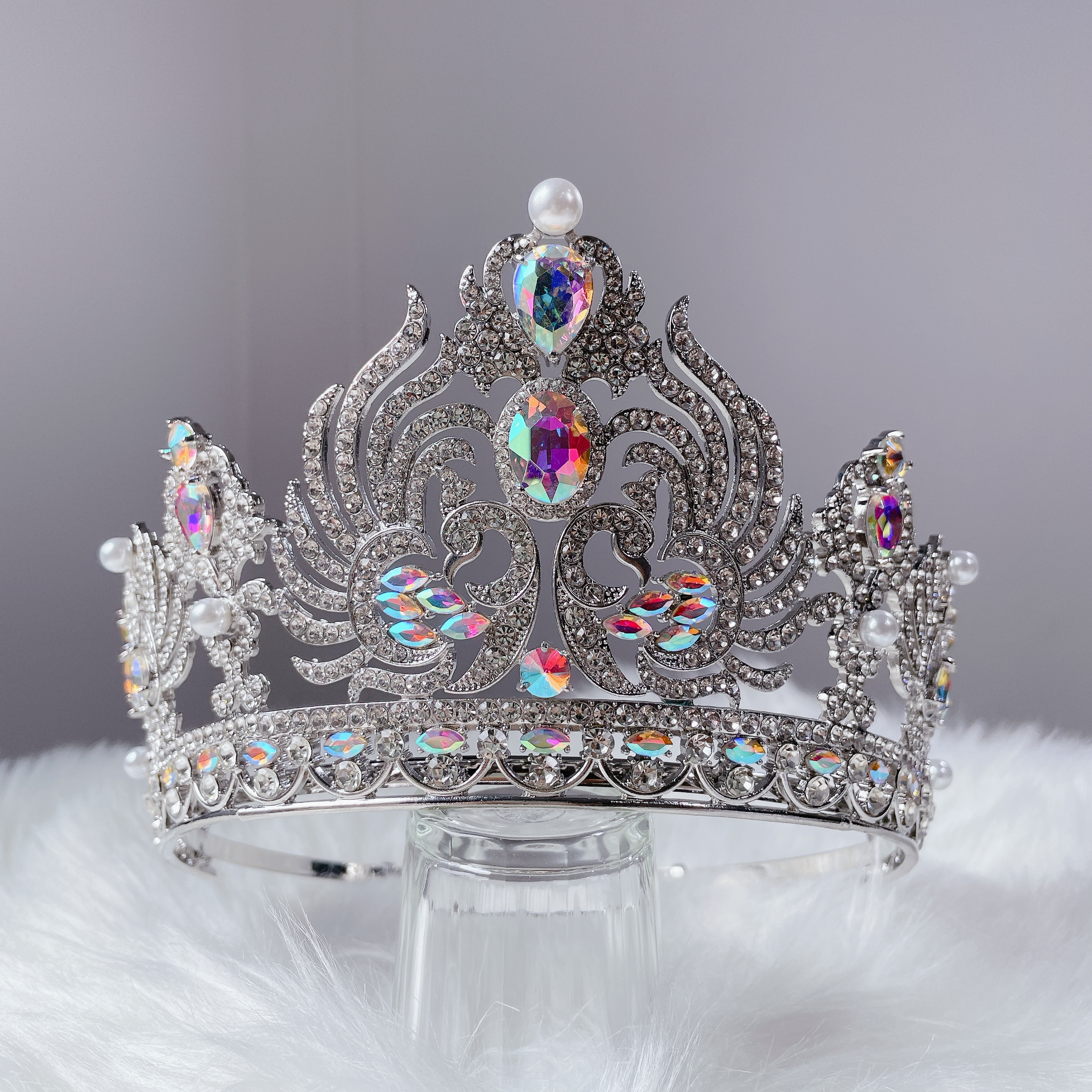 (พร้อมส่งจากไทย) มงกุฏ 093 สีรุ้ง มงกุฎนางงาม มงกุฎเพชร มงกุฎประกวด สินค้าพร้อมส่ง ไม่ต้องรอนาน งานพรีเมี่ยม