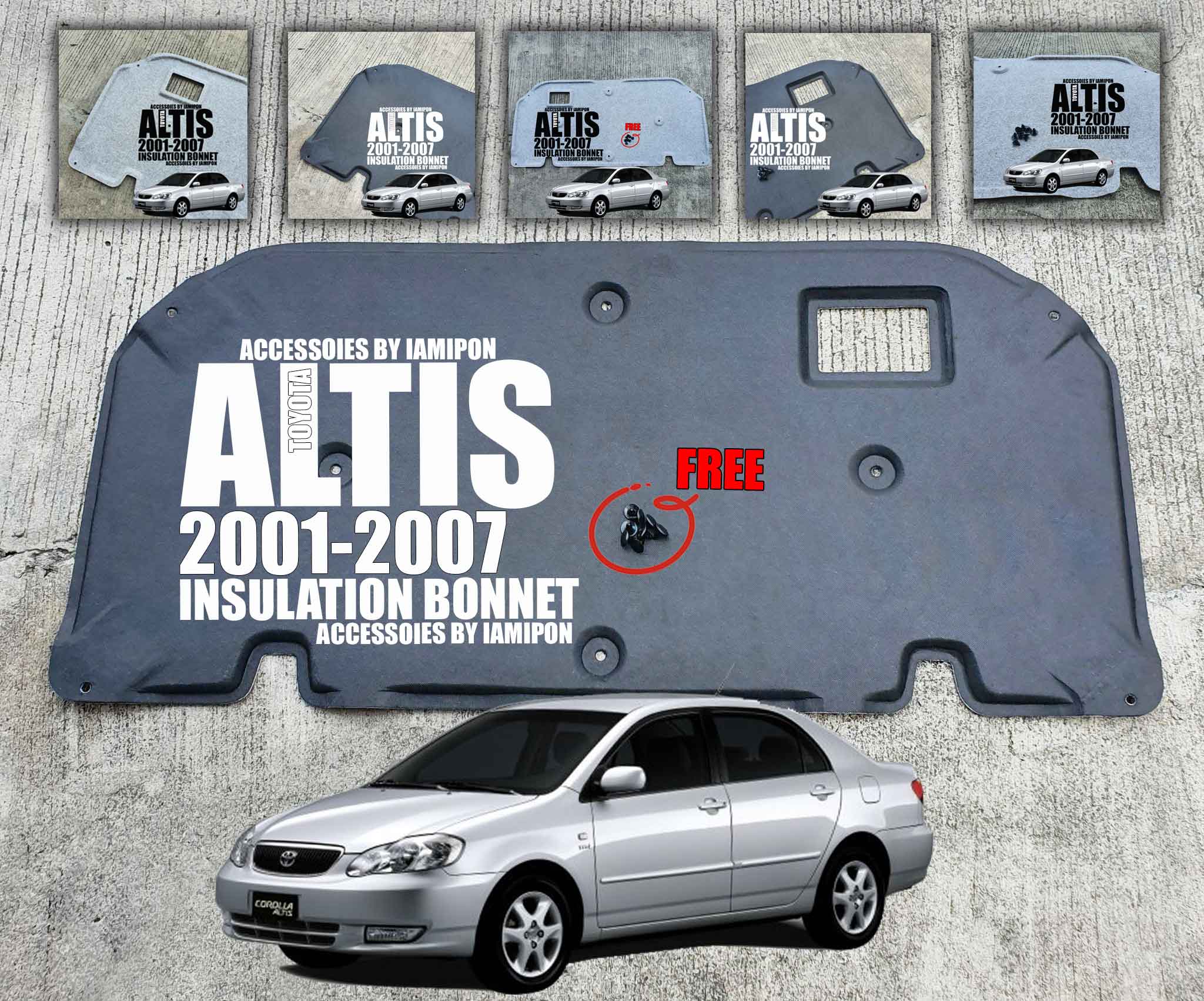 แผ่นกันความร้อนฝากระโปรงหน้า TOYOTA ALTIS 2001-2007