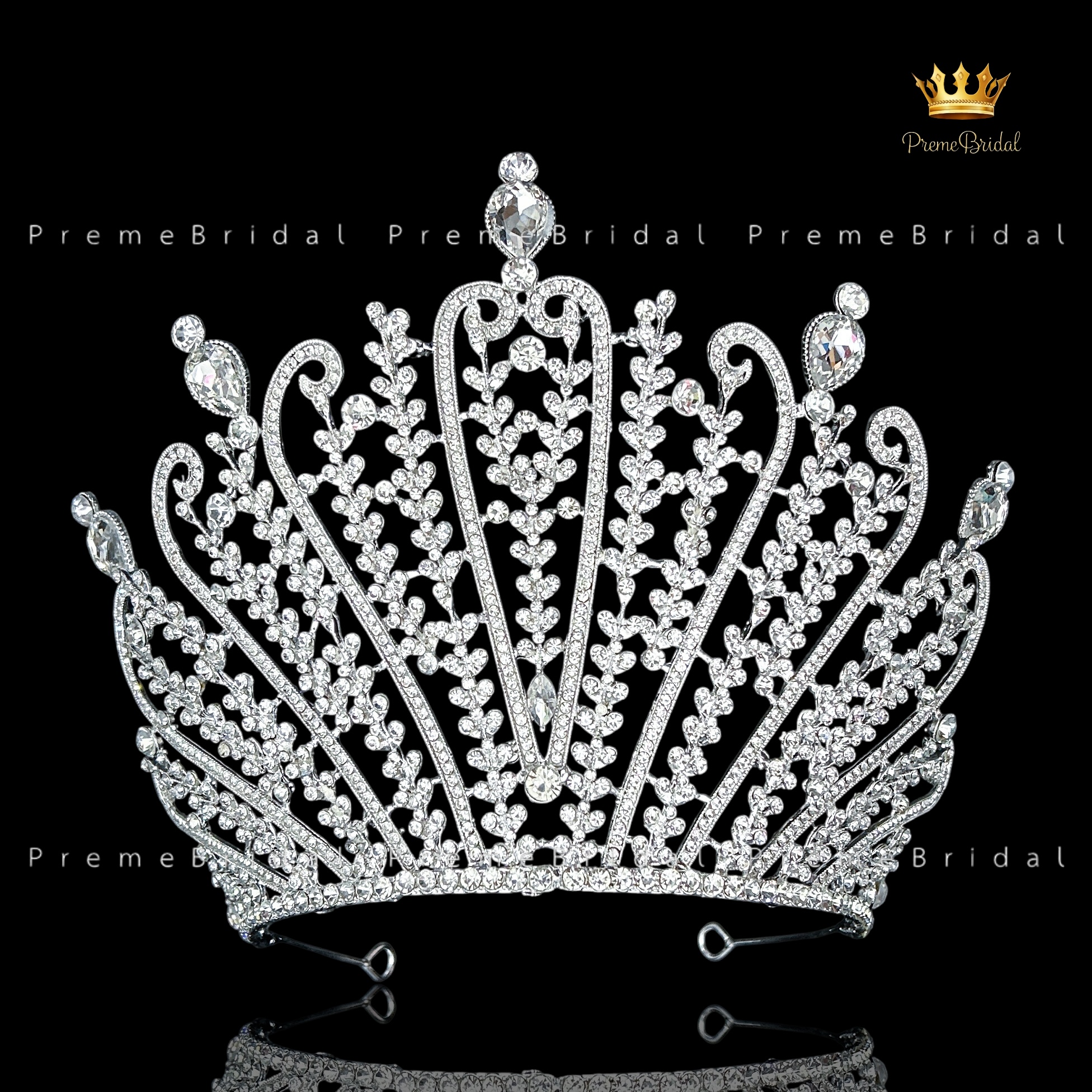 (พร้อมส่ง) เทียร่า 455 มงกุฎครึ่งหัวขนาดใหญ่ ไซส์นางงาม งานสวย ปราณีต QCเพชรทุกเม็ด สินค้าพร้อมส่งจากไทย ไม่ต้องรอจีน