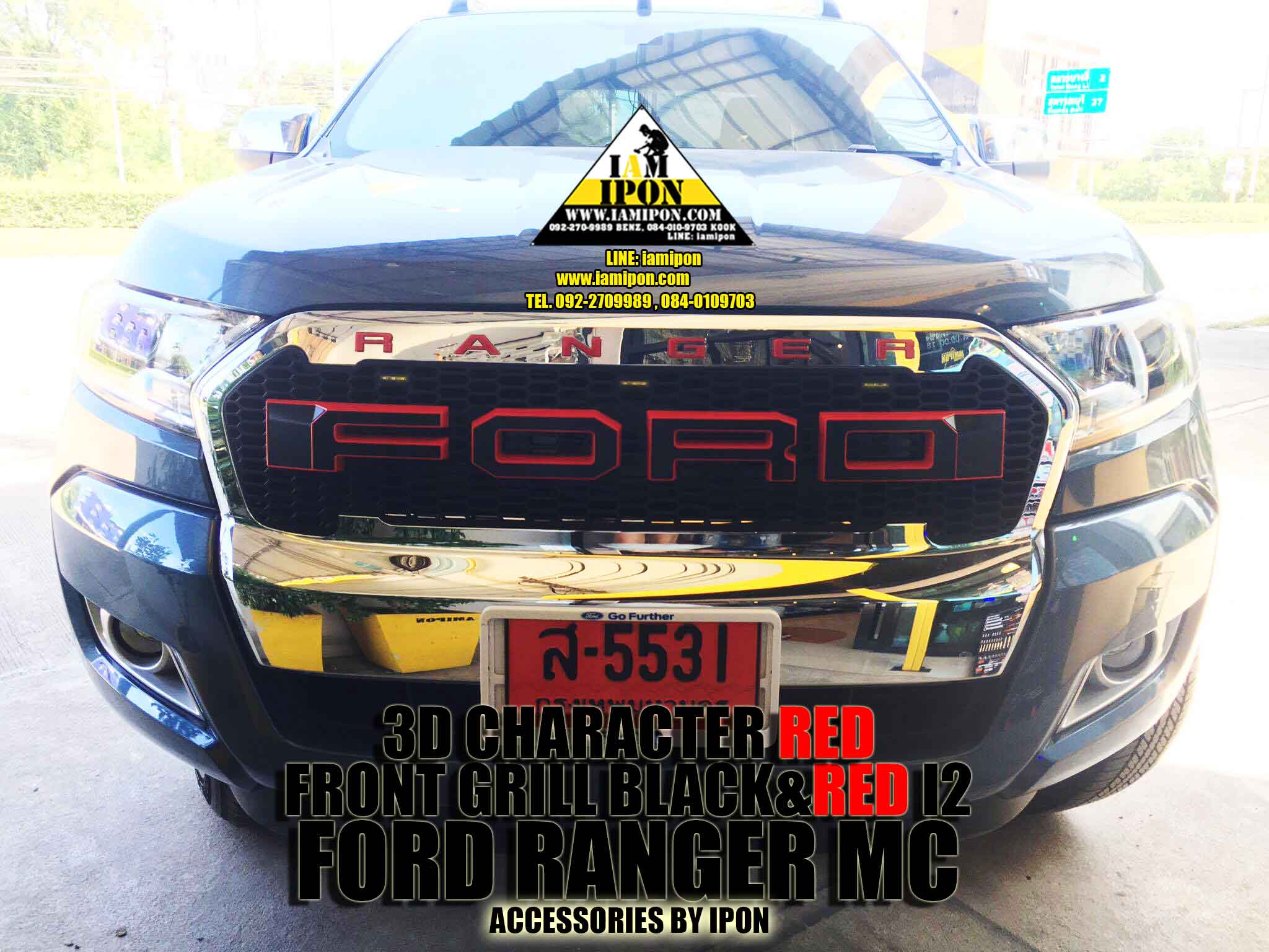 FRONT GRILL BLACK&RED I2 FORD RANGER MC กระจังหน้าดำขอบแดง I2 ฟอร์ดเรนเจอร์ MC
