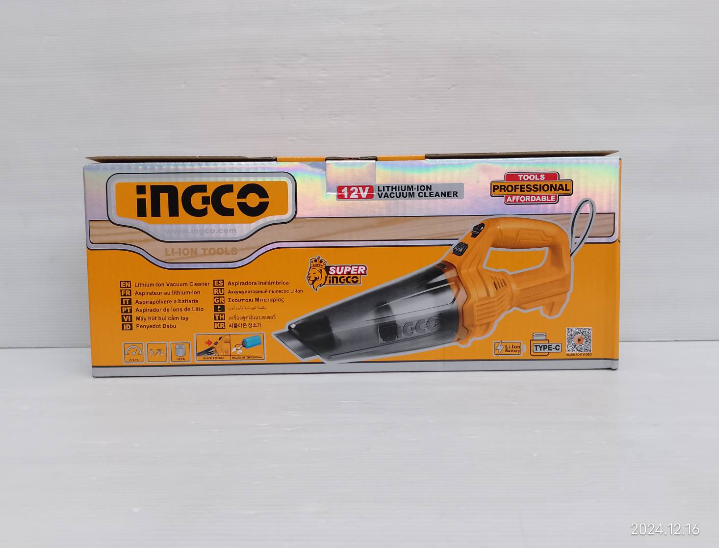 INGCO เครื่องดูดฝุ่นไร้สาย 12V CVLI2026 (เครื่องเปล่า)