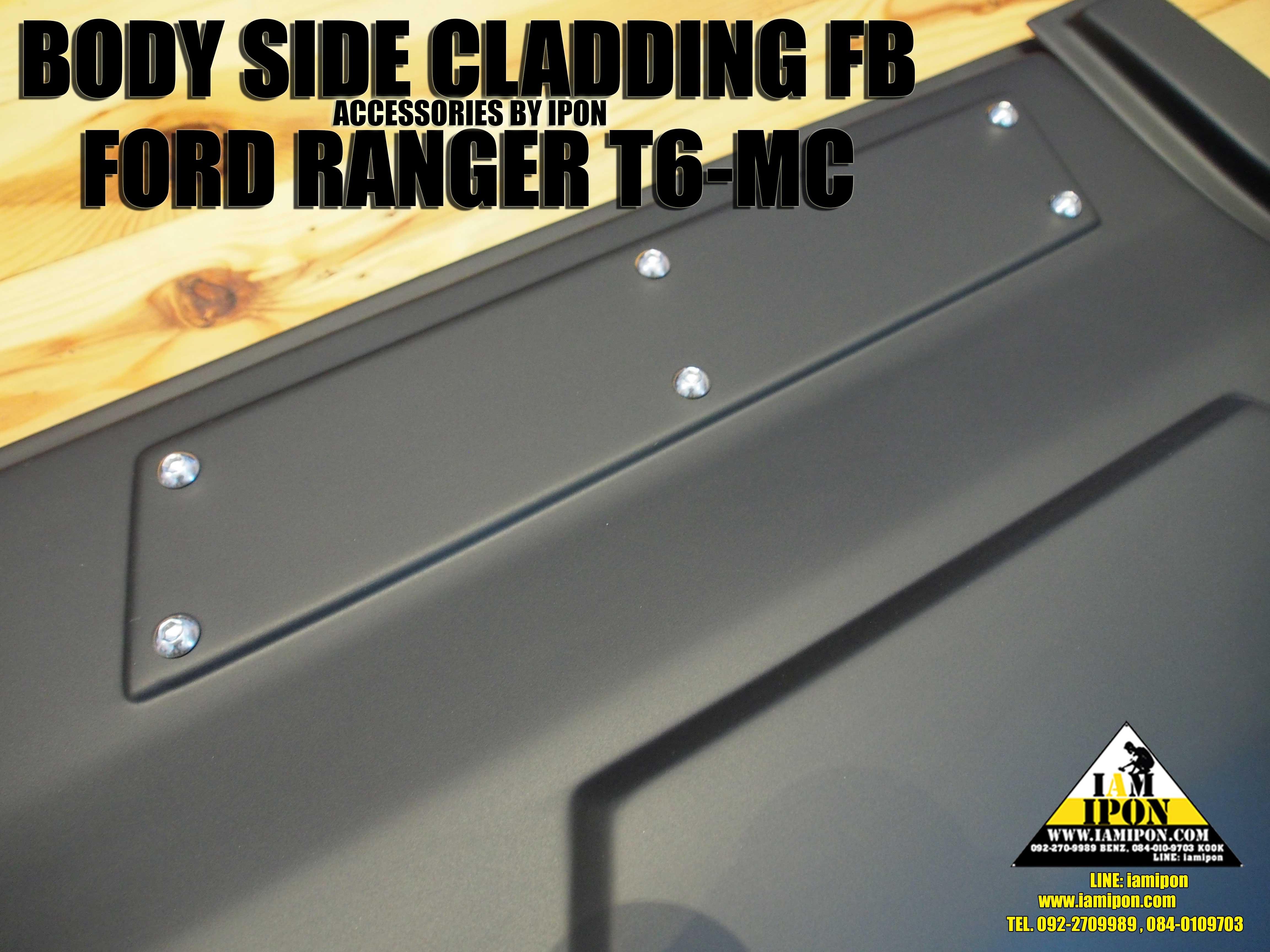 BODY SIDE CLADDING FORD RANGER T6-MC 4D FLATBLACK กาบประตูข้าง 4 ประตูดำด้านฟอร์ดเรนเจอร์ T6-MC