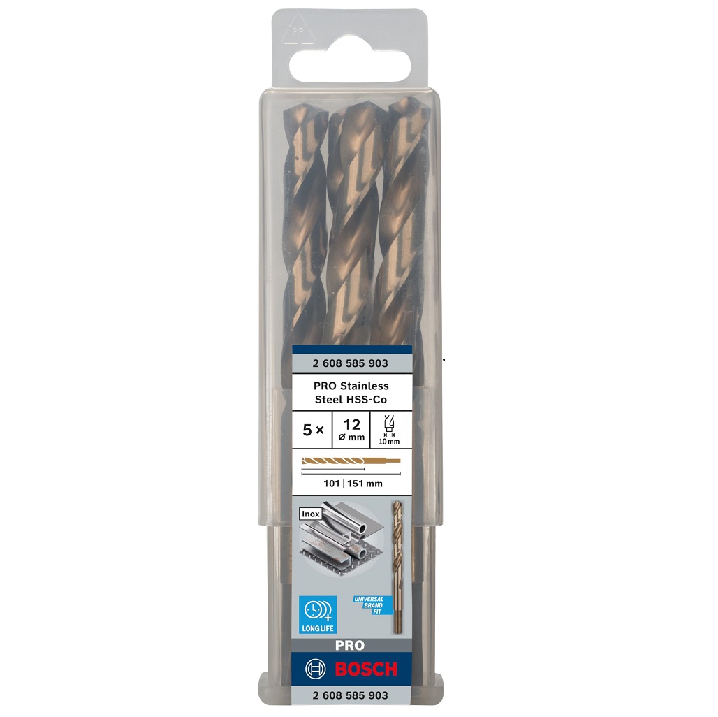 ดอกเจาะสแตนเลส HSS-CO 12mm. BOSCH (5ดอก/แพค) 2608585903