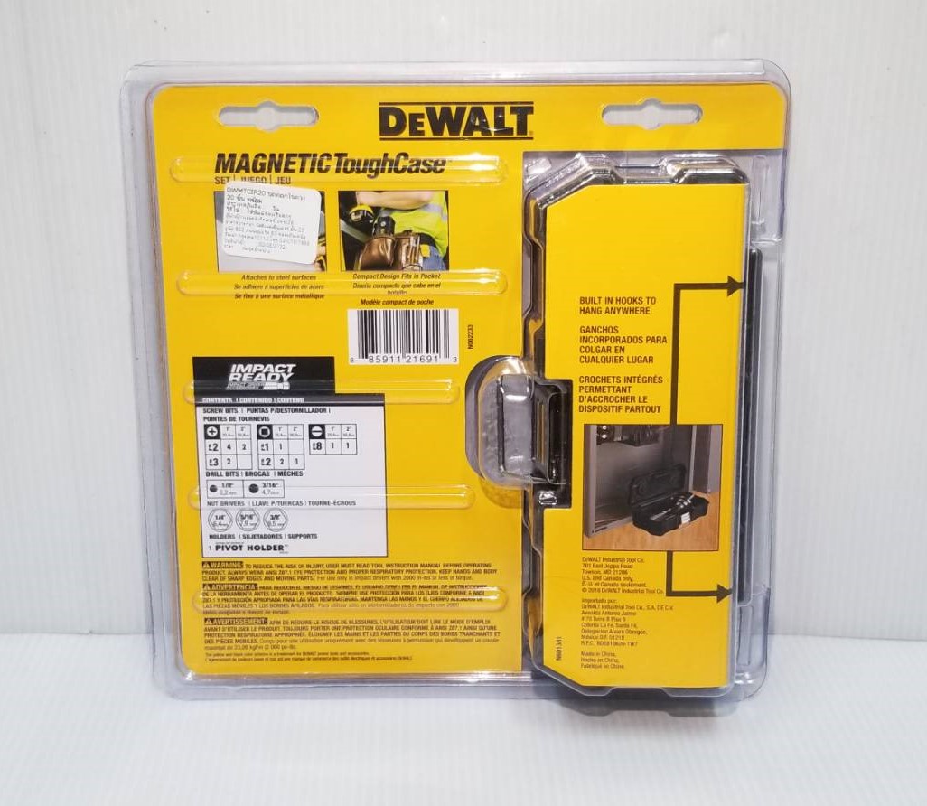 ชุดดอกไขควง20ชิ้น+กล่อง Magnetic ToughCase DWMTCIR20 DEWALT