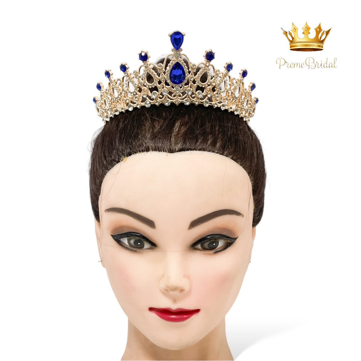 (พร้อมส่ง) เทียร่า 004 สีน้ำเงิน มงกุฎนางงาม มงกุฎเจ้าหญิง งานสวย ปราณีต QCเพชรทุกเม็ด สินค้าพร้อมส่งจากไทย