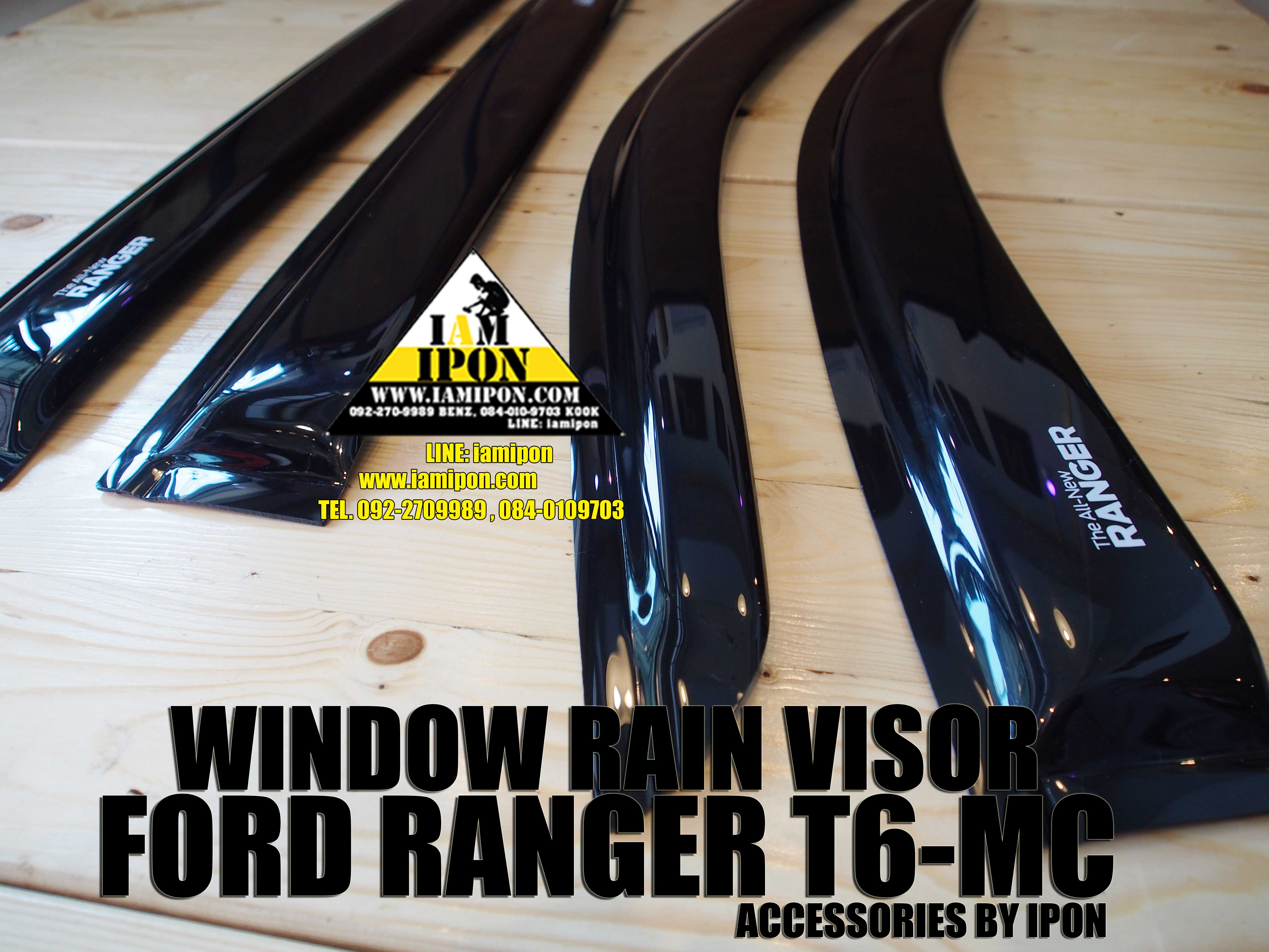WINDOW RAIN VISOR FORD RANGER T6-MC BLACK กันสาดดำฟอร์ดเรนเจอร์ T6-MC