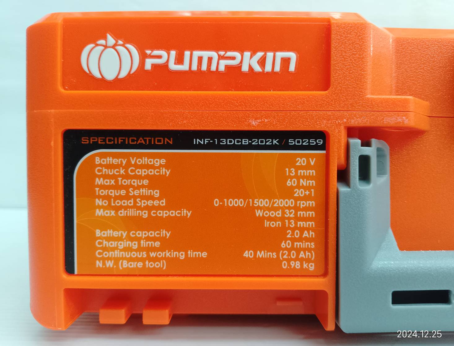 PUMPKIN สว่านไร้สาย20V Brushless Motor INF-13DCB-202K 50259