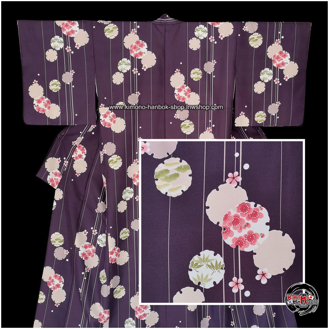ชุดกิโมโนสีม่วงเข้ม ลาย05
