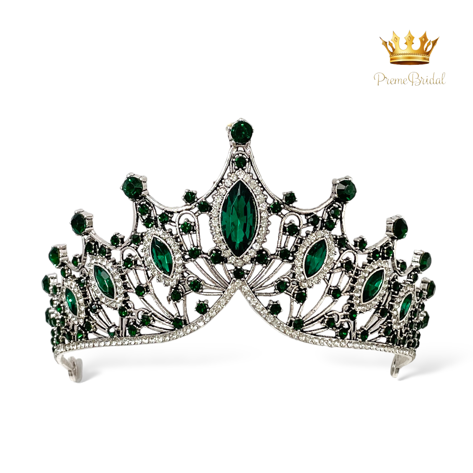 (พร้อมส่ง) เทียร่า 303 สีเขียวรมดำ มงกุฎนางงาม งานสวย ปราณีต QCเพชรทุกเม็ด สินค้าพร้อมส่งจากไทย