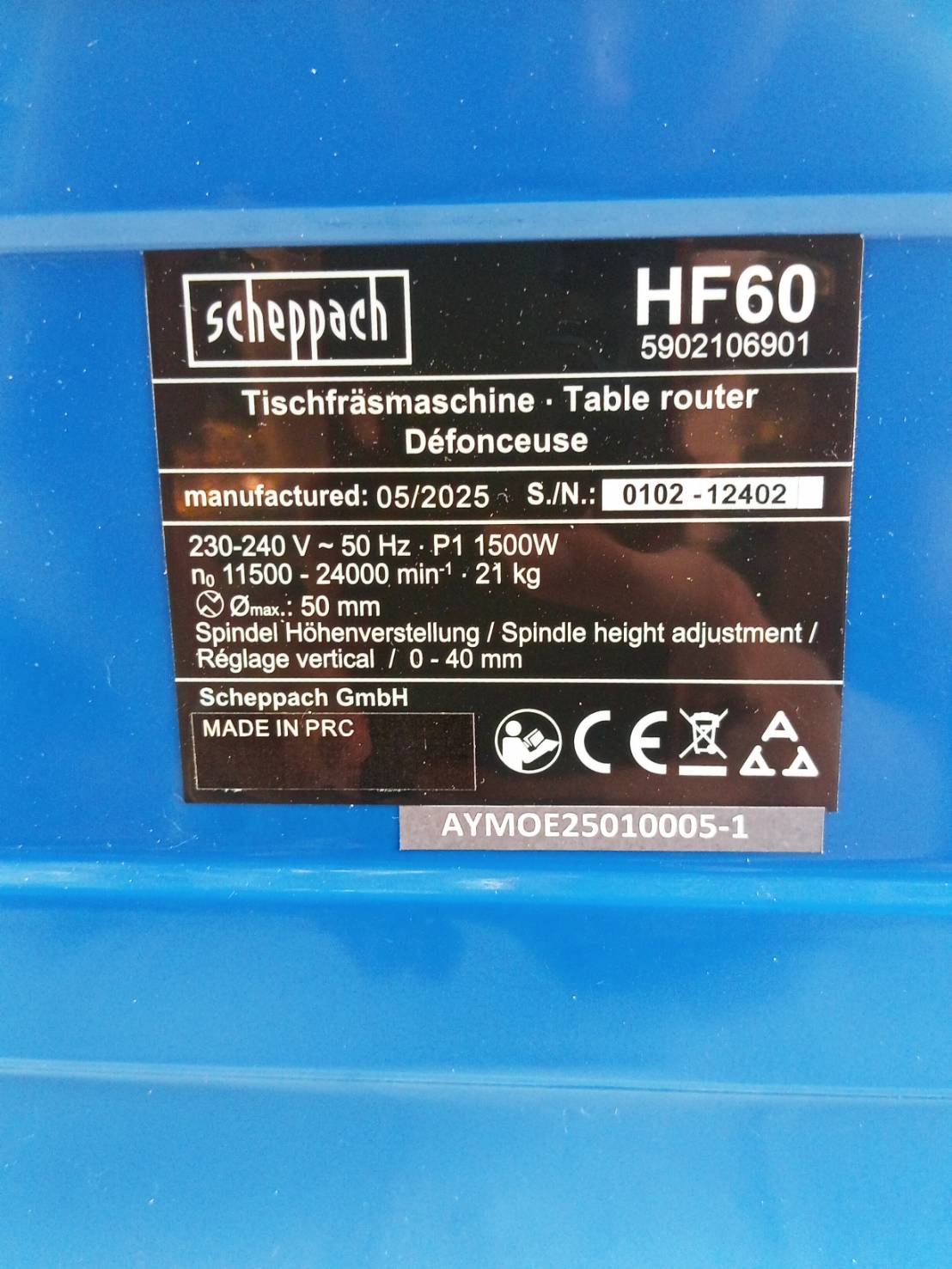 โต๊ะเร้าเตอร์พร้อมมอเตอร์ HF60 SCHEPPACH