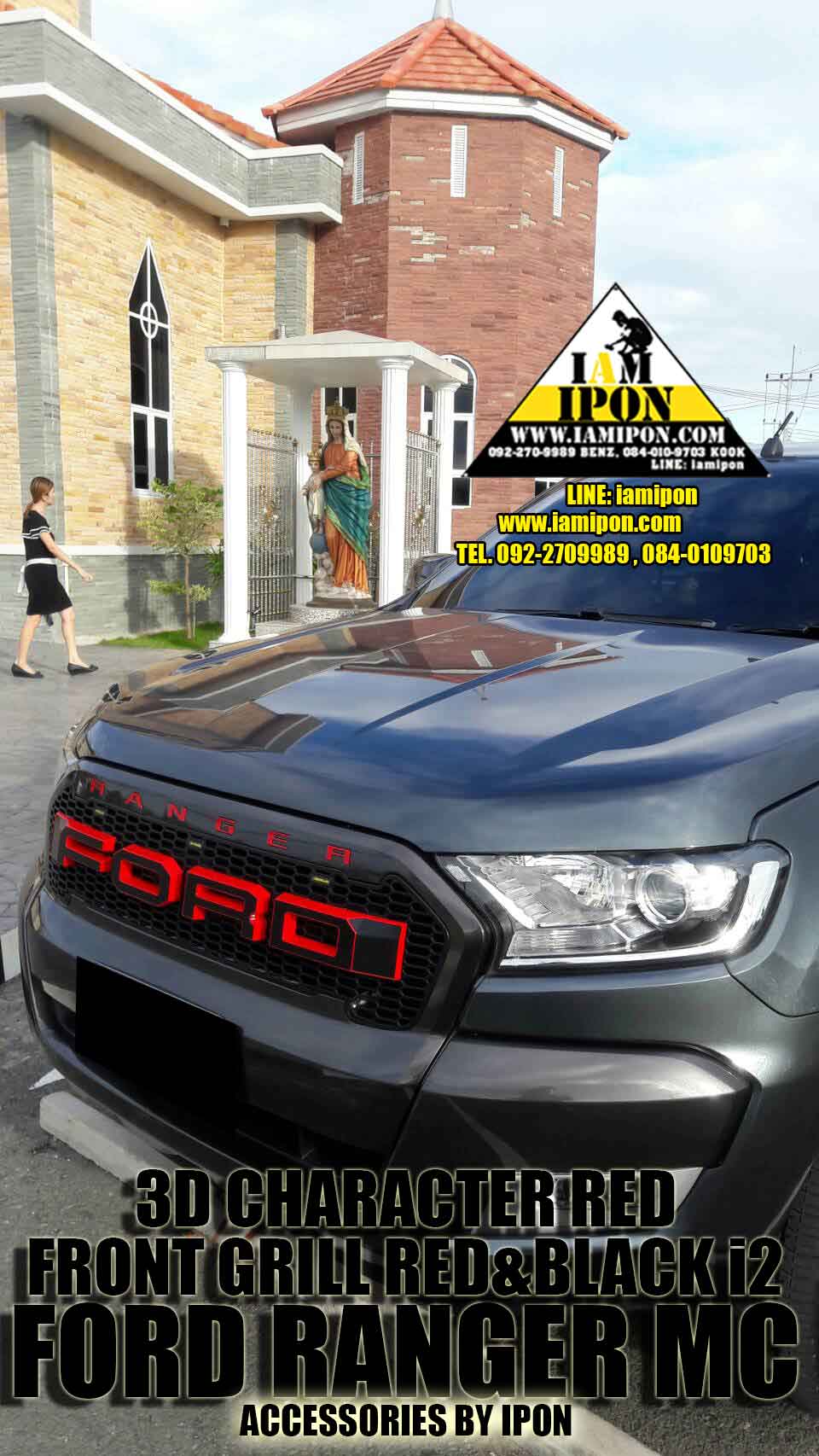 FRONT GRILL BLACK&RED I2 FORD RANGER MC กระจังหน้าดำขอบแดง I2 ฟอร์ดเรนเจอร์ MC