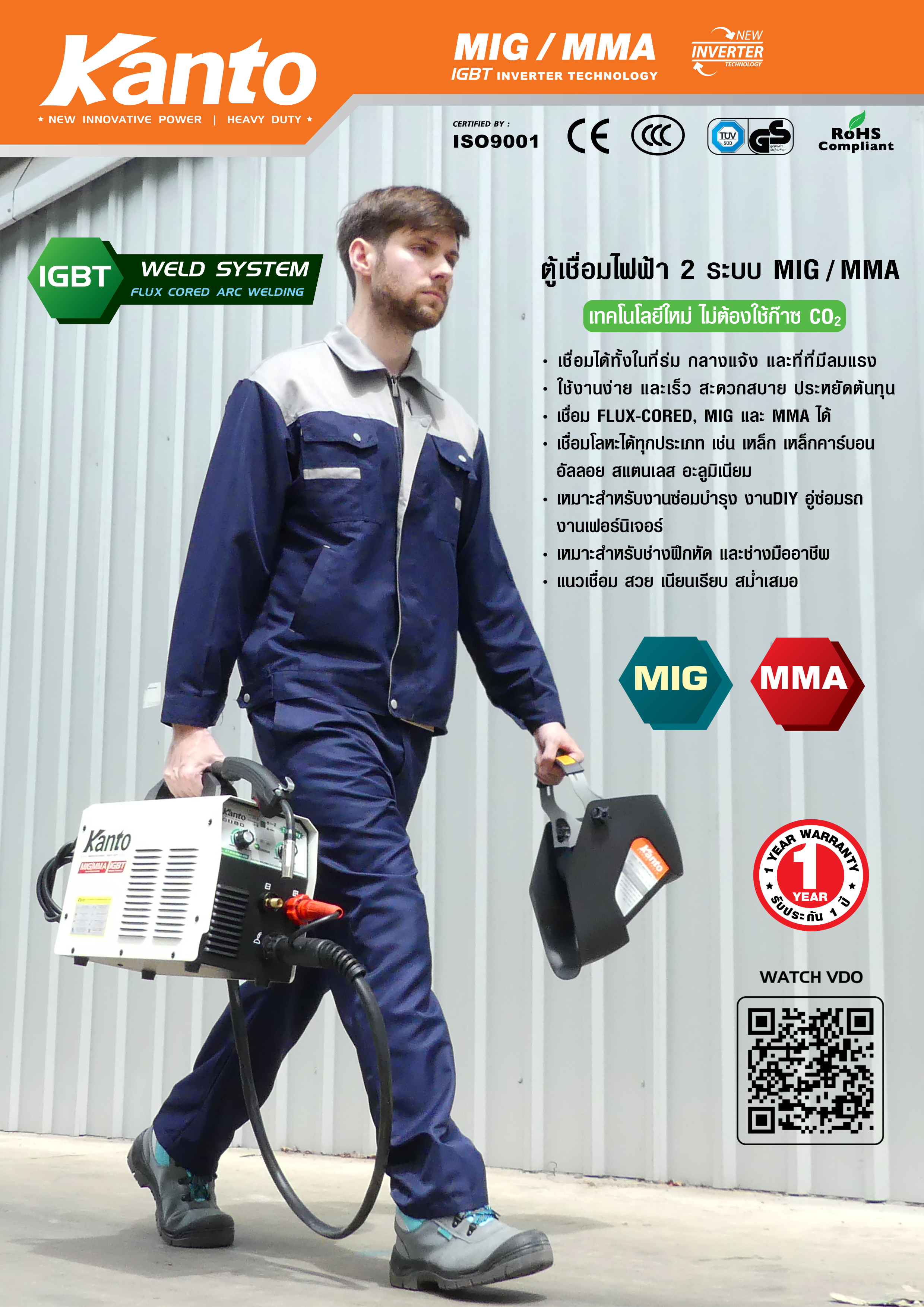 เครื่องเชื่อมไฟฟ้า2ระบบ KT-MIG/MMA-280 KANTO