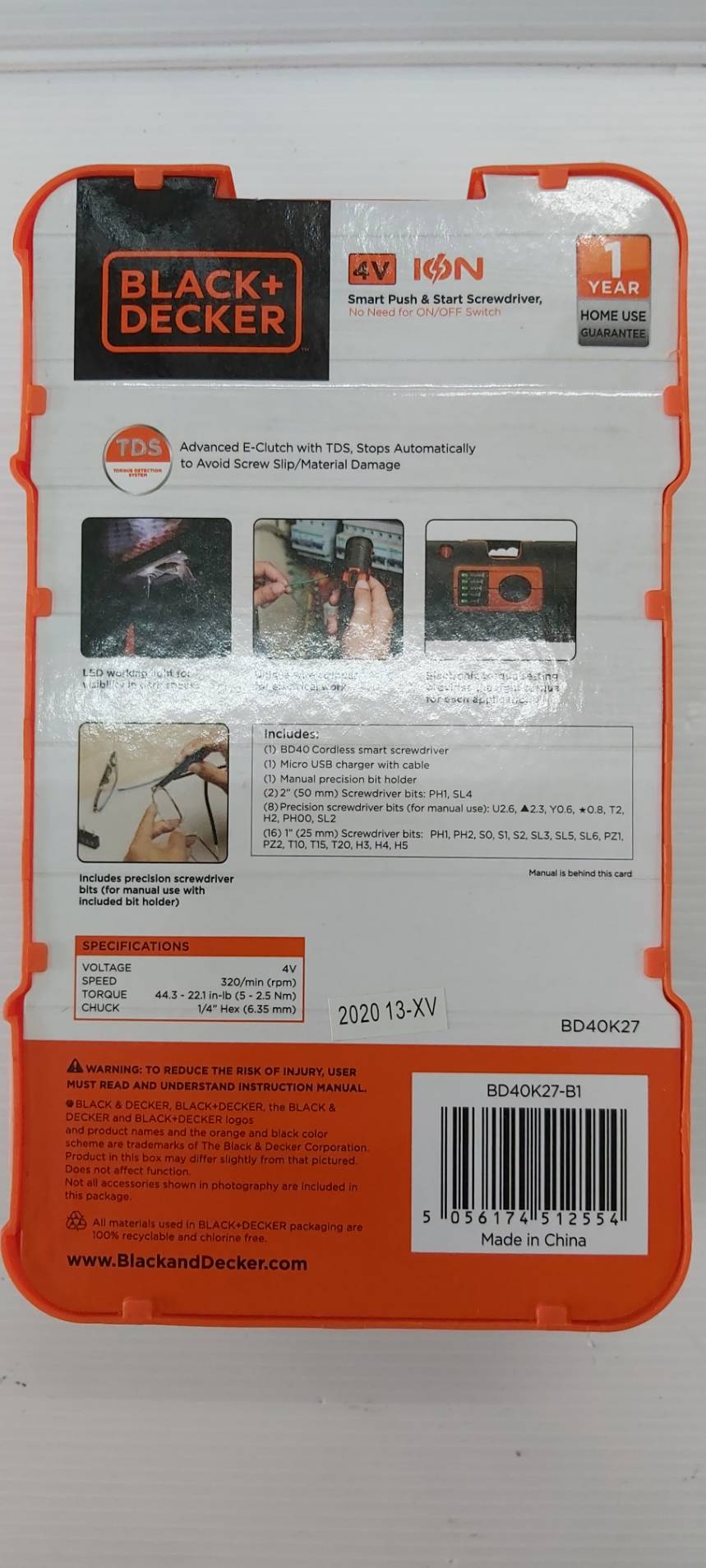 ไขควงไร้สาย4V BD40K27-B1 BLACK&DECKER