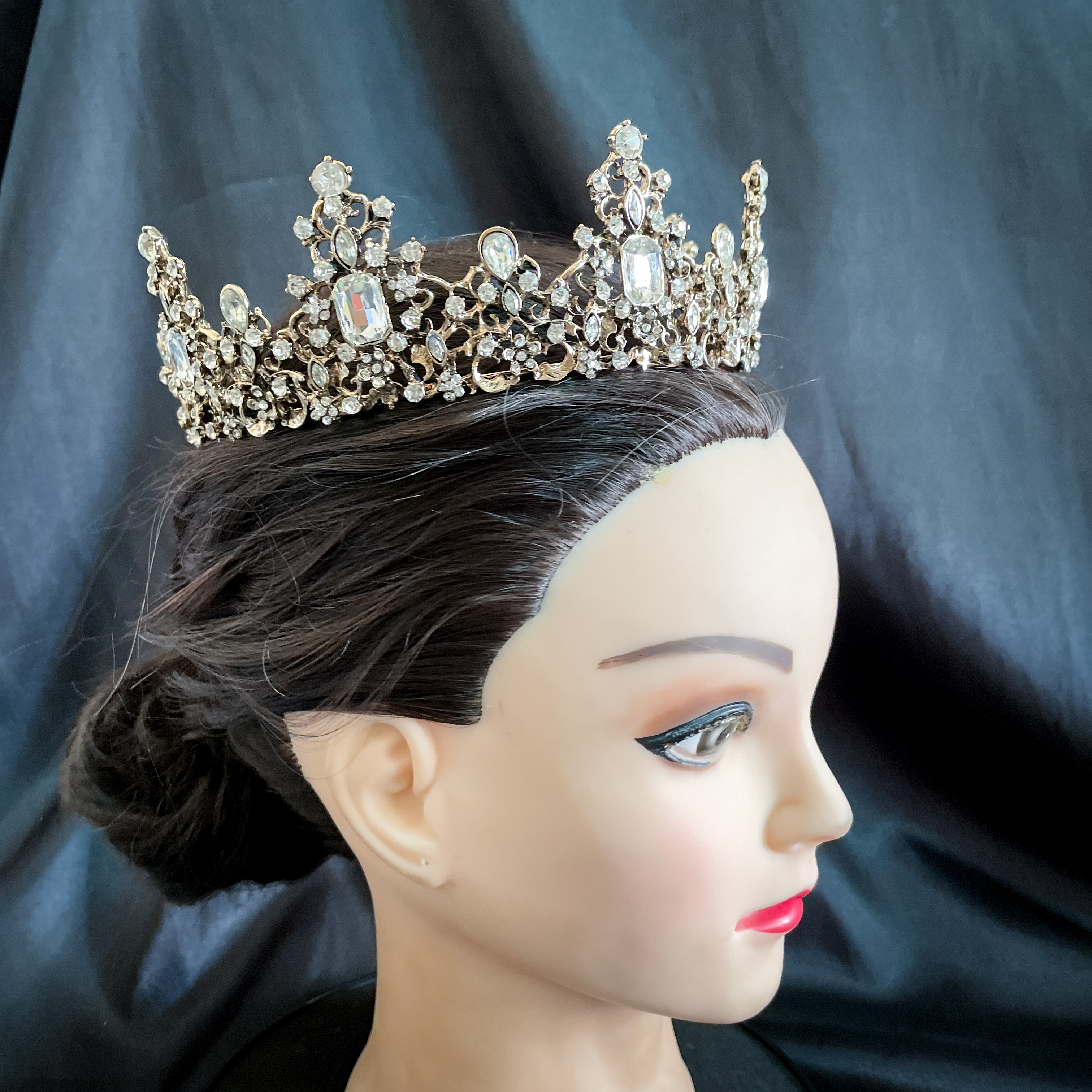 (พร้อมส่ง) มงกุฏ 066 สีวินเทจ+เพชรขาว มงกุฎนางงาม มงกุฎเจ้าชาย มงกุฎสไตล์วินเทจ งานสวย QCเพชรทุกเม็ดไมมีหลุด