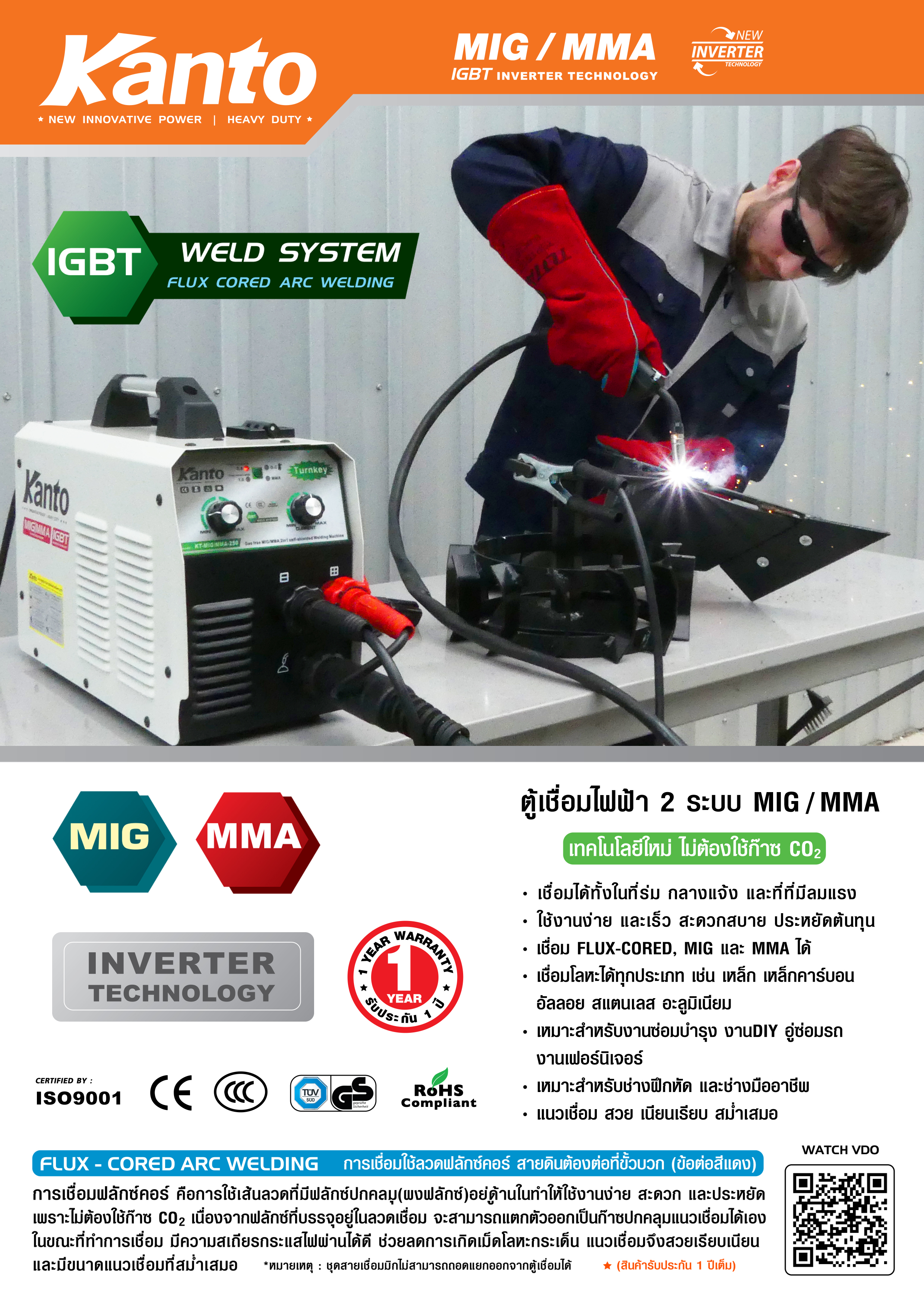 เครื่องเชื่อมไฟฟ้า2ระบบ KT-MIG/MMA-280 KANTO