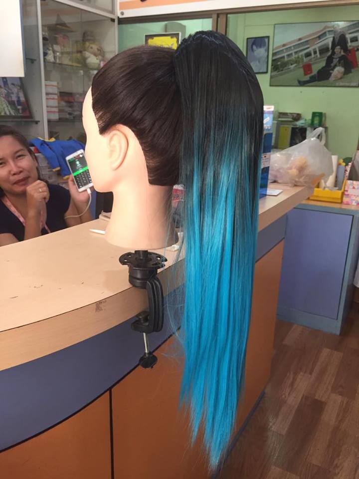 (พร้อมส่ง) วิกหางม้าหนีบตรงไฮไลท์ปลายผมยาว 55 cm