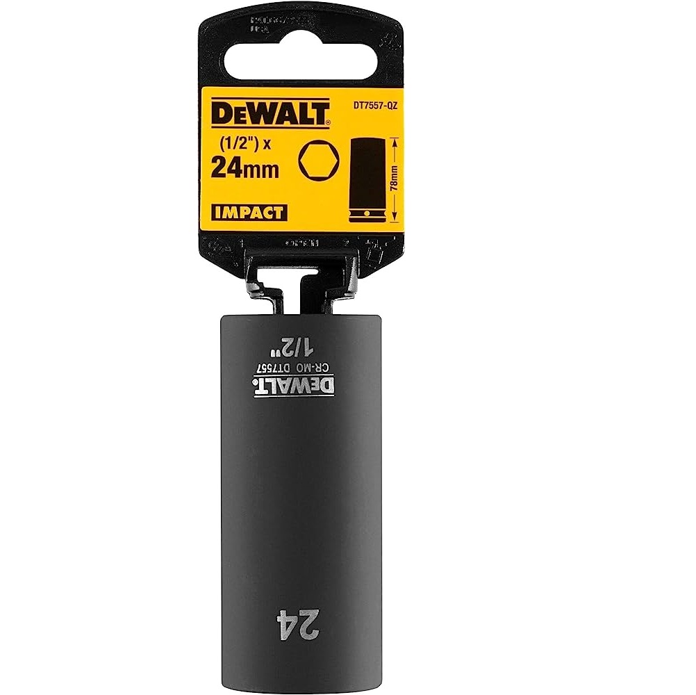 DEWALT ลูกบ๊อกซ์ยาว 1/2 นิ้ว(4 หุน) ขนาด 24 มม. DT7557-QZ