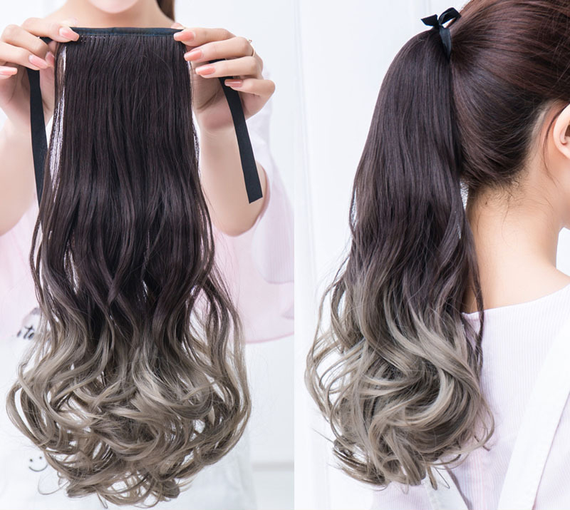 (พร้อมส่ง) New!! แฮร์พีช หางม้า แบบผูก ดัดลอนปลาย ไล่เฉดสี