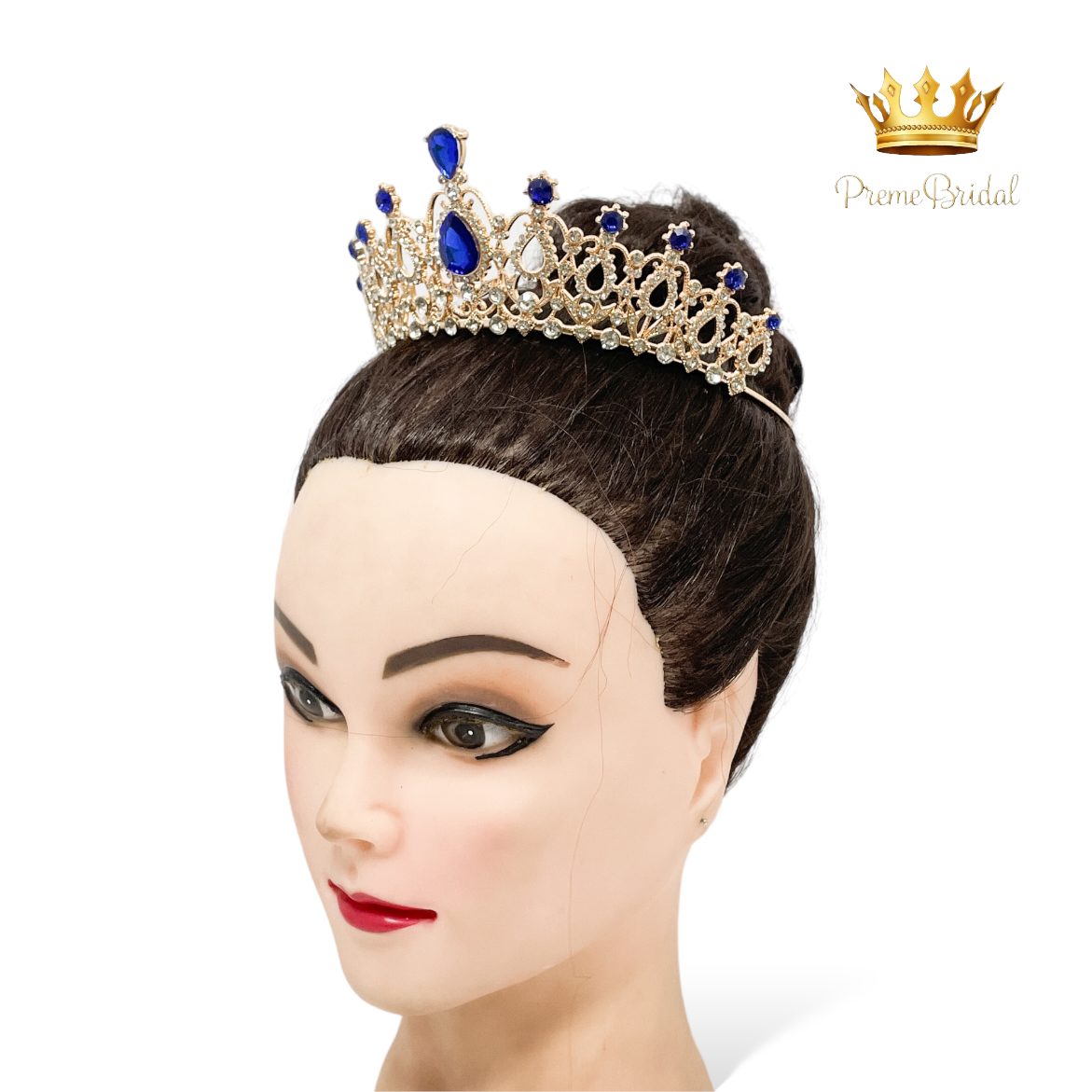 (พร้อมส่ง) เทียร่า 004 สีน้ำเงิน มงกุฎนางงาม มงกุฎเจ้าหญิง งานสวย ปราณีต QCเพชรทุกเม็ด สินค้าพร้อมส่งจากไทย