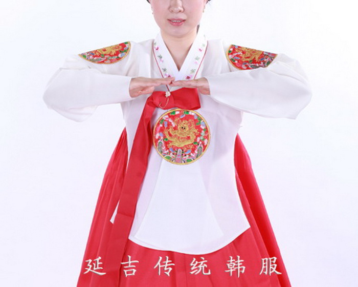 ชุดฮันบก ทังอี เสื้อสีขาว/กระโปงสีแดง02(L)