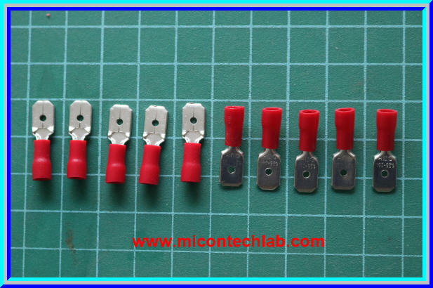 10x หางปลาตัวผู้ ขนาด 6.3 มม. สีแดง (Male Spade Connector)