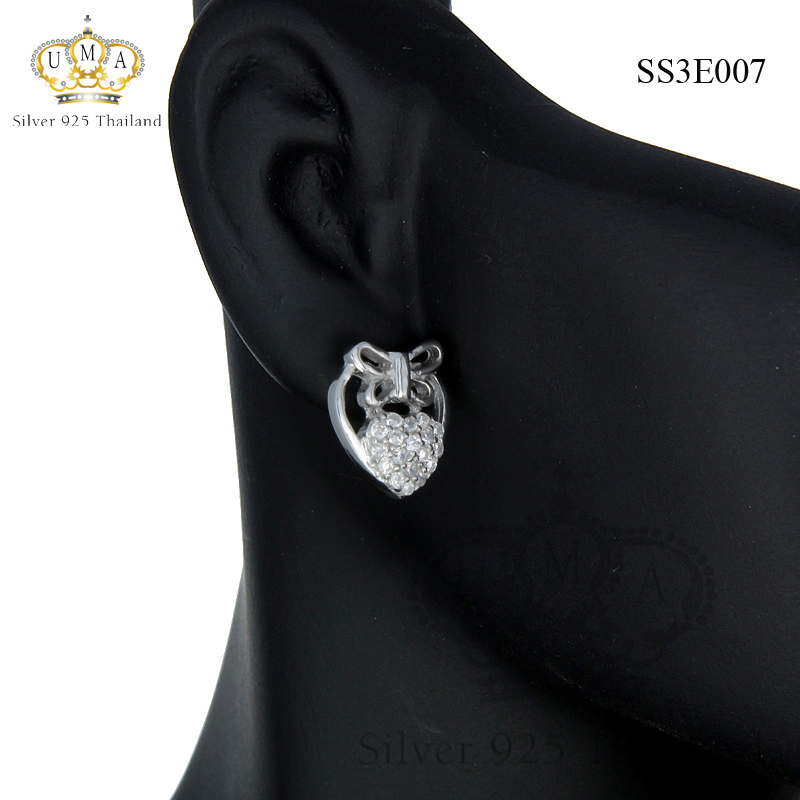 ต่างหูเงินแท้925ประดับเพรชแท้สวิส