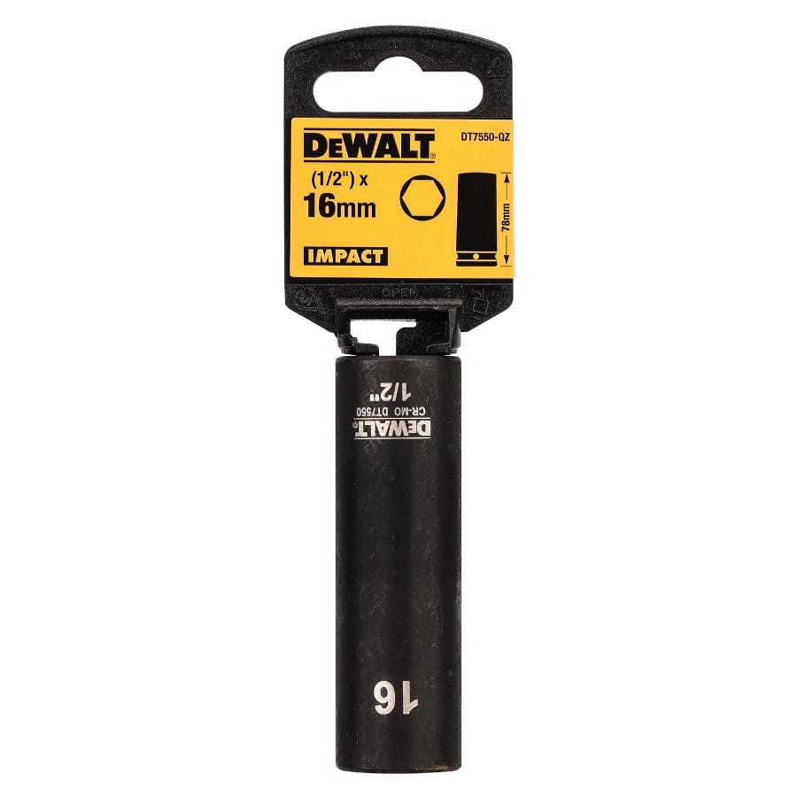 DEWALT ลูกบ๊อกซ์ยาว 1/2 นิ้ว(4 หุน) ขนาด 16 มม. DT7550-QZ