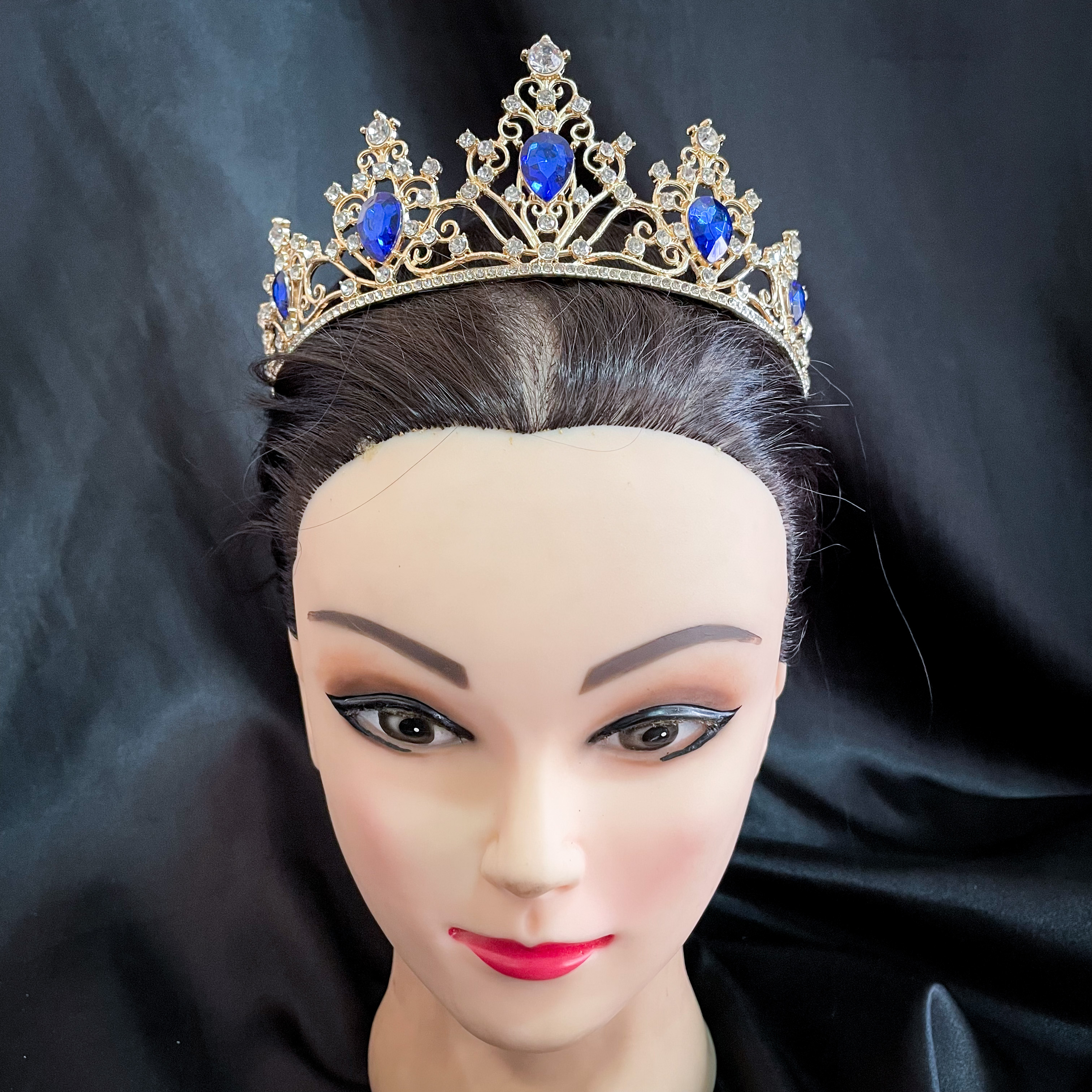 (พร้อมส่ง) เทียร่า 319 สีน้ำเงิน มงกุฎนางงาม มงกุฎเจ้าหญิง งานสวย ปราณีต QCเพชรทุกเม็ด สินค้าพร้อมส่งจากไทย