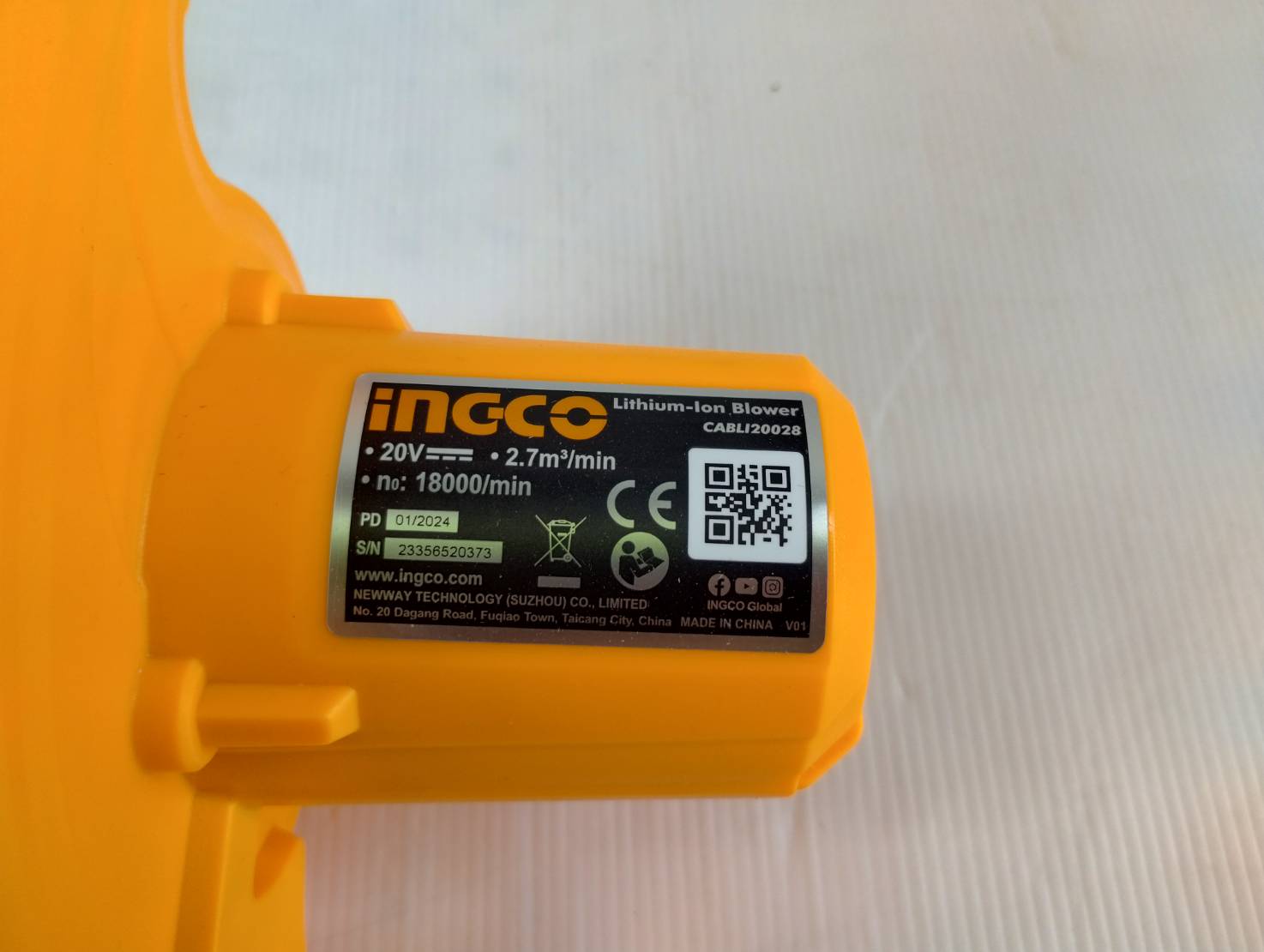 เครื่องเป่าลม20V CABLI20028 INGCO (ตัวเปล่า)