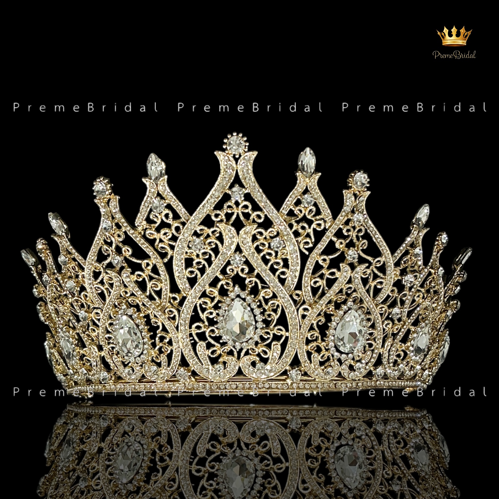 (พร้อมส่งจากไทย) มงกุฏ 115 สีทอง มงกุฎนางงาม มงกุฎเพชร มงกุฎประกวด สวยงามอลังการ ฐานมงวงกลมปรับได้ สินค้าพร้อมส่ง ไม่ต้องรอนาน งานพรีเมี่ยม