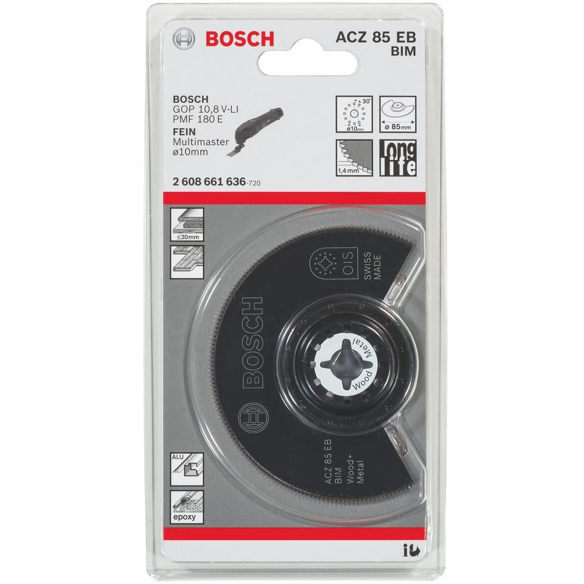 ใบตัดไม้/เหล็ก BIM โค้ง 85 มม. BOSCH #2608661636