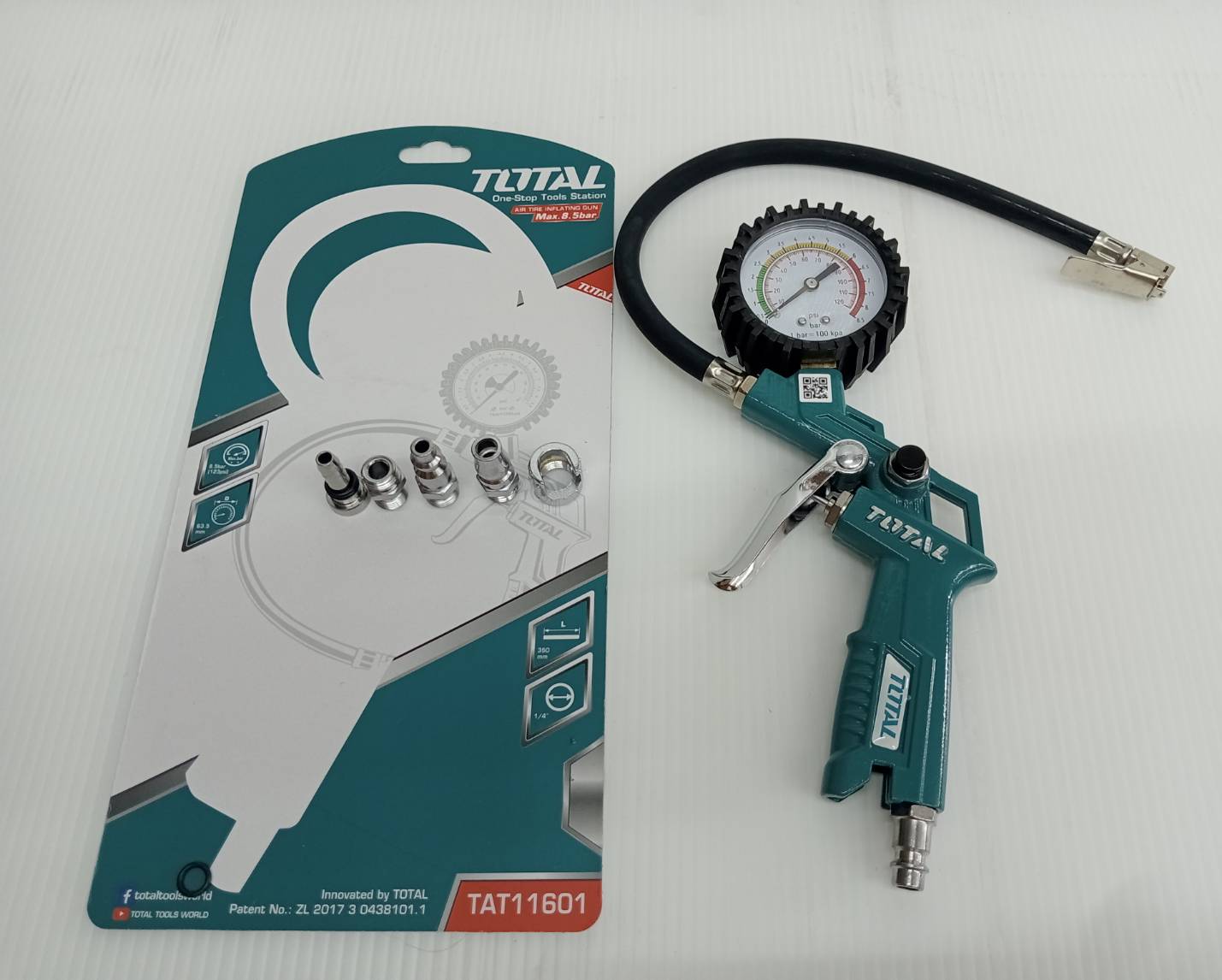 หัวเติมลม+เกจ์วัดลมสายอ่อน TAT11601 TOTAL