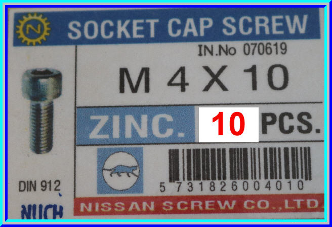 10x สกรูหัวจมหกเหลี่ยมชุบขาว M4x 10 มม.