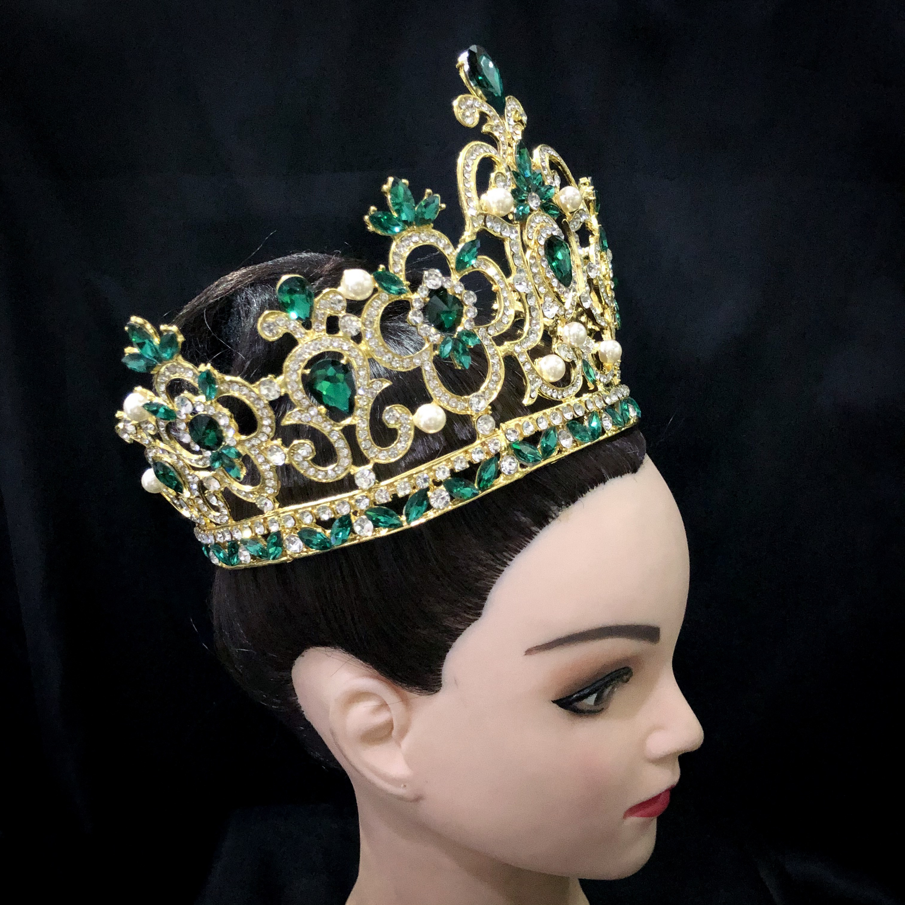 (พร้อมส่ง) เทียร่า 166 สีเขียว-ทอง มงกุฎนางงาม มงกุฎเจ้าหญิง งานสวย ปราณีต QCเพชรทุกเม็ด สินค้าพร้อมส่งจากไทย