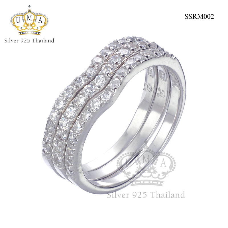 แหวนเงินแท้925เพรชประดับเพรชแท้สวิส เกรดดี น้ำใส