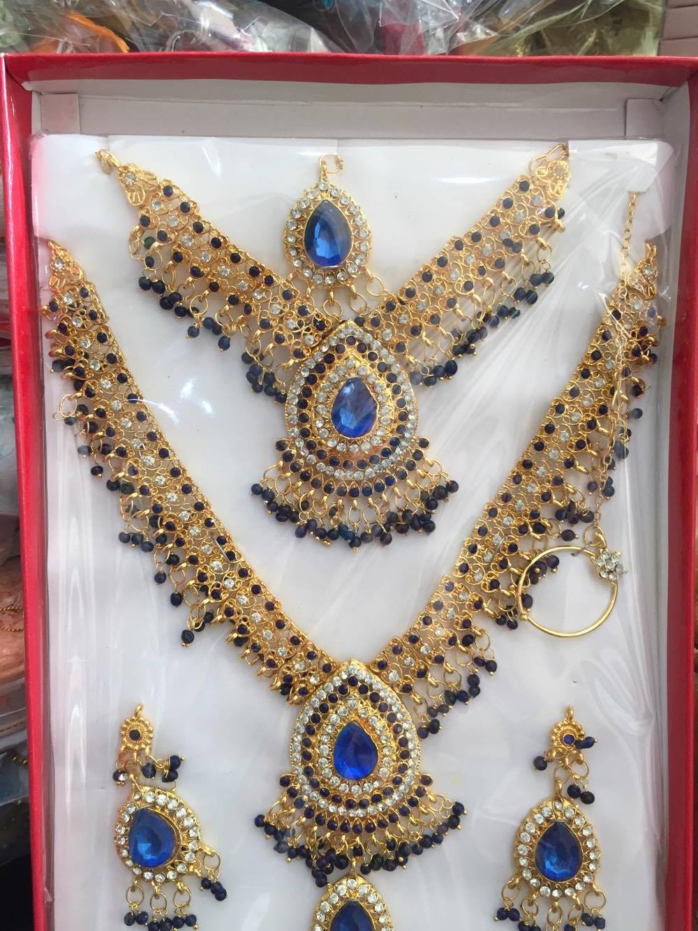 (พร้อมส่ง) เครื่องประดับอินเดีย 012 สีน้ำเงิน