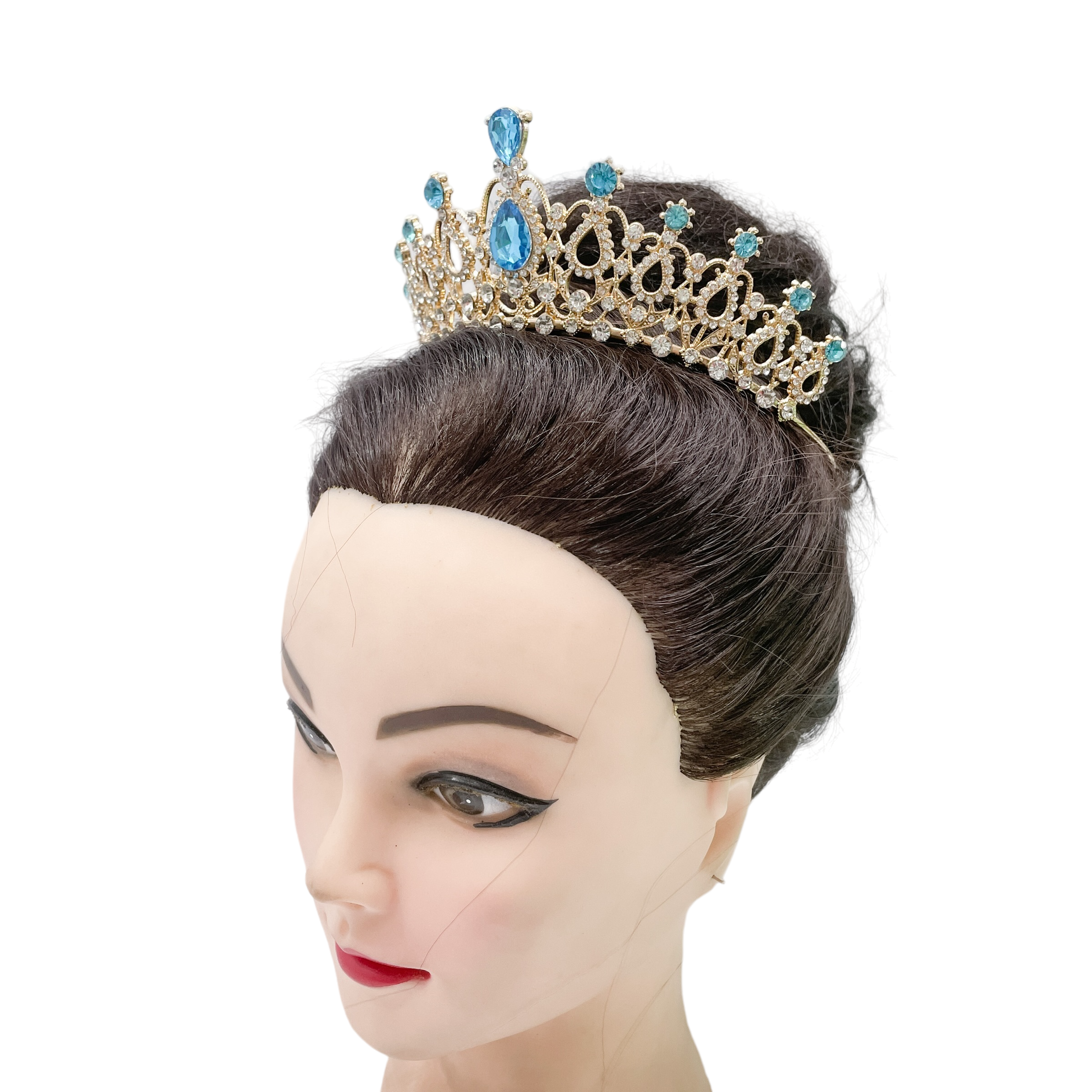 (พร้อมส่ง) เทียร่า 004 สีทอง-ฟ้า มงกุฎนางงาม มงกุฎเจ้าหญิง งานสวย ปราณีต QCเพชรทุกเม็ด สินค้าพร้อมส่งจากไทย